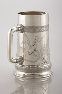 Rare Tiffany Mixed Metal Hand Hammered Water Pitcher with Dragonfly (item  #1395405)