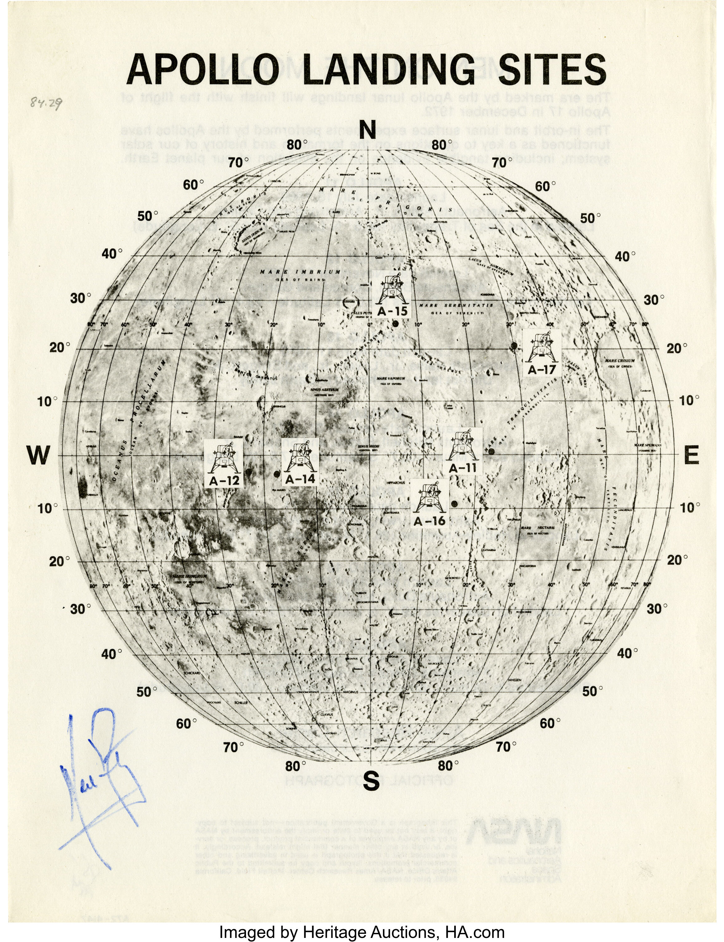 map of neil armstrong where he explored