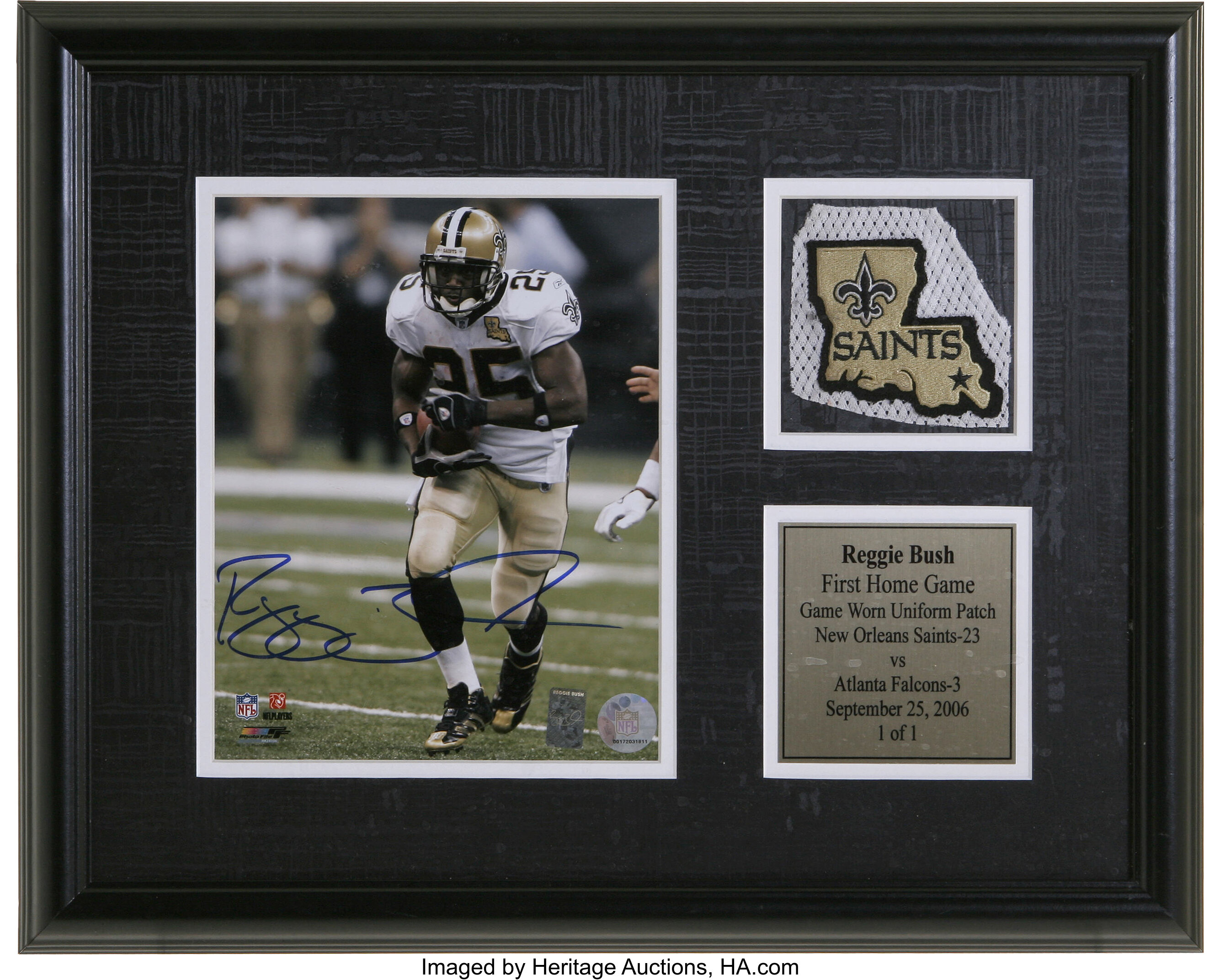 Reggie Bush Signed Framed Saints Jersey