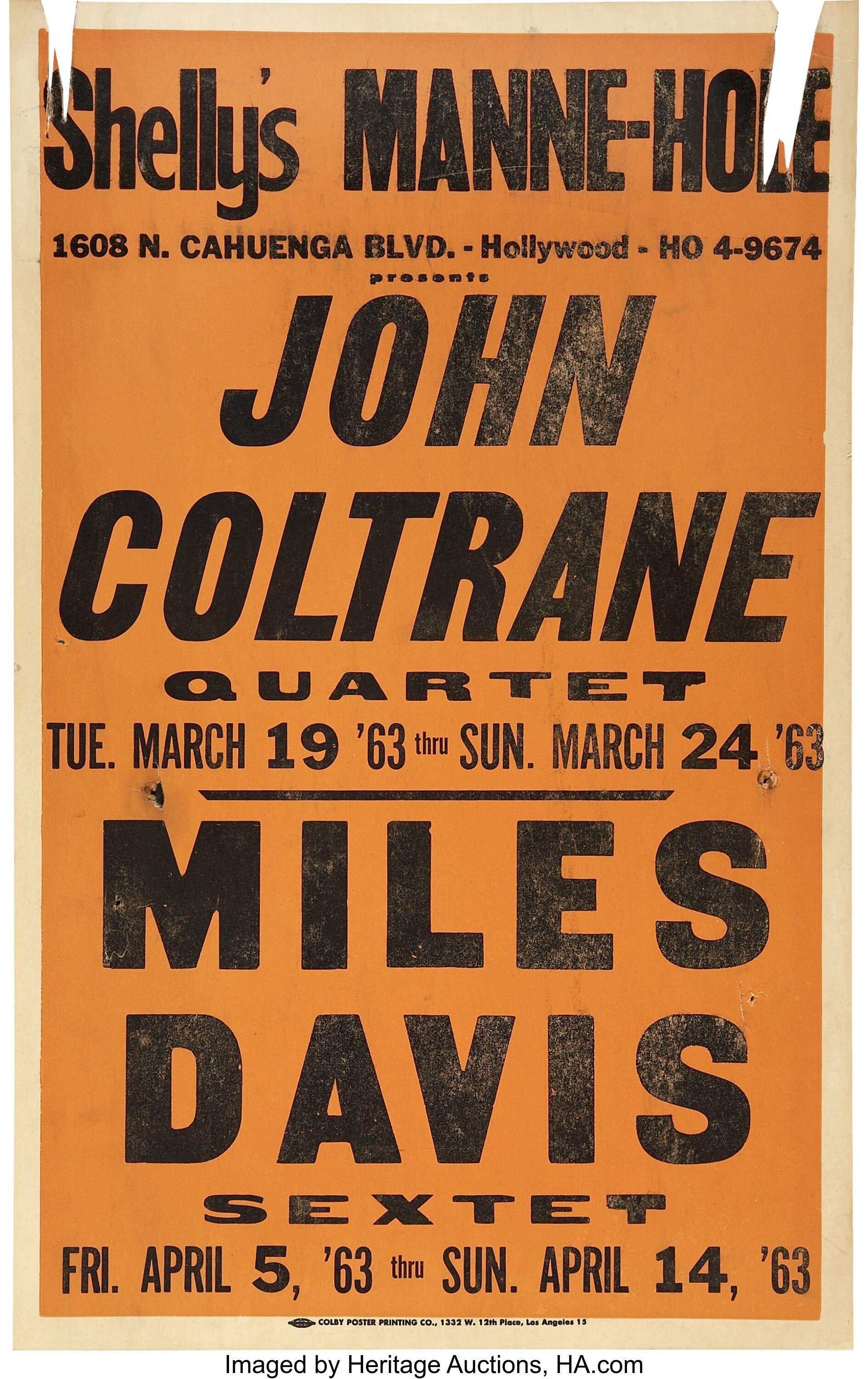 John Coltrane/Miles Davis Shelly's Mann-Hole Concert | Lot #51159 | Heritage Auctions