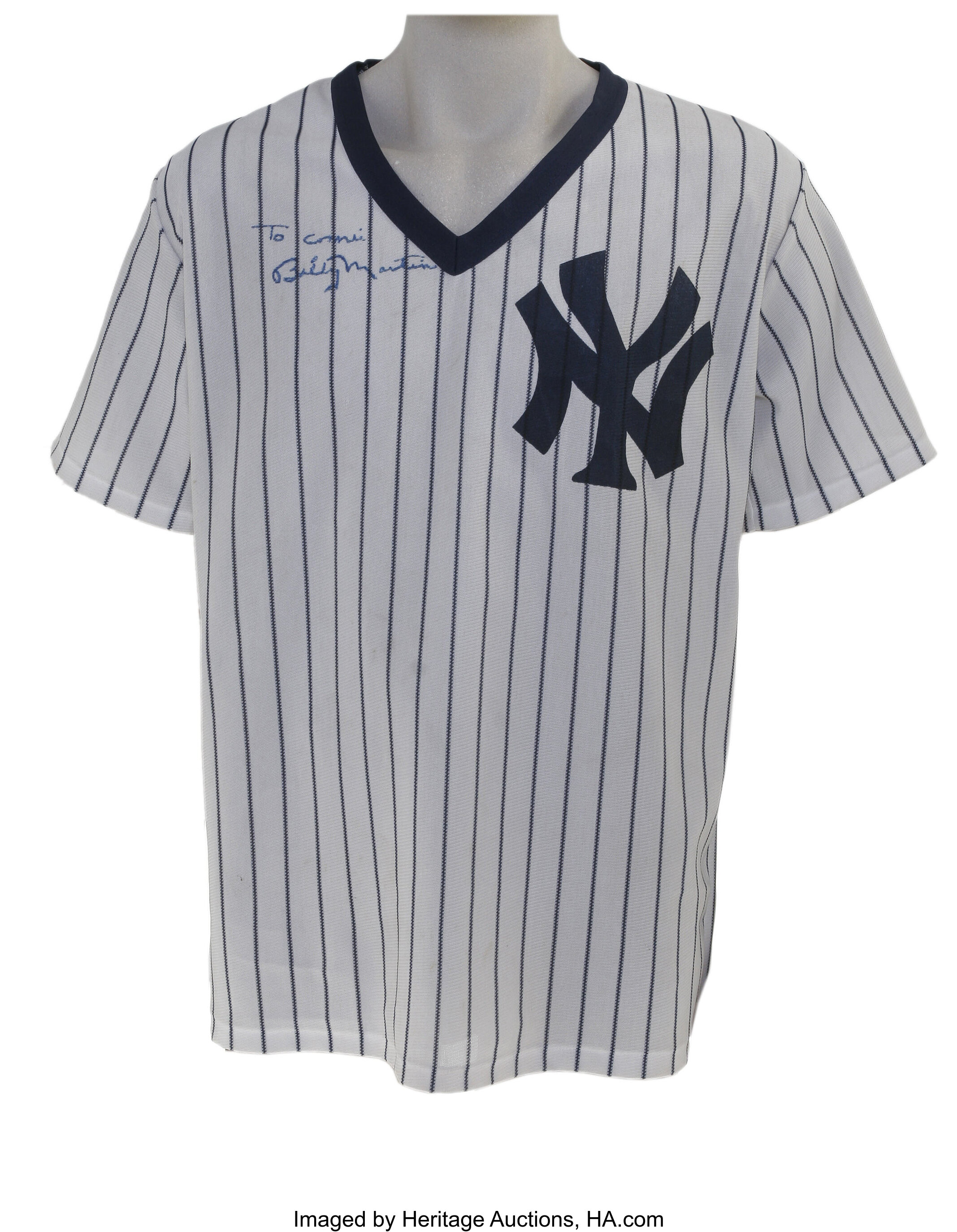 Billy Martin Signed Jersey. Fine New York Yankees replica pinstripe, Lot  #12519