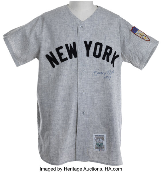 Circa 1990 Mickey Mantle No. 7 Signed UDA Jersey. Autographs