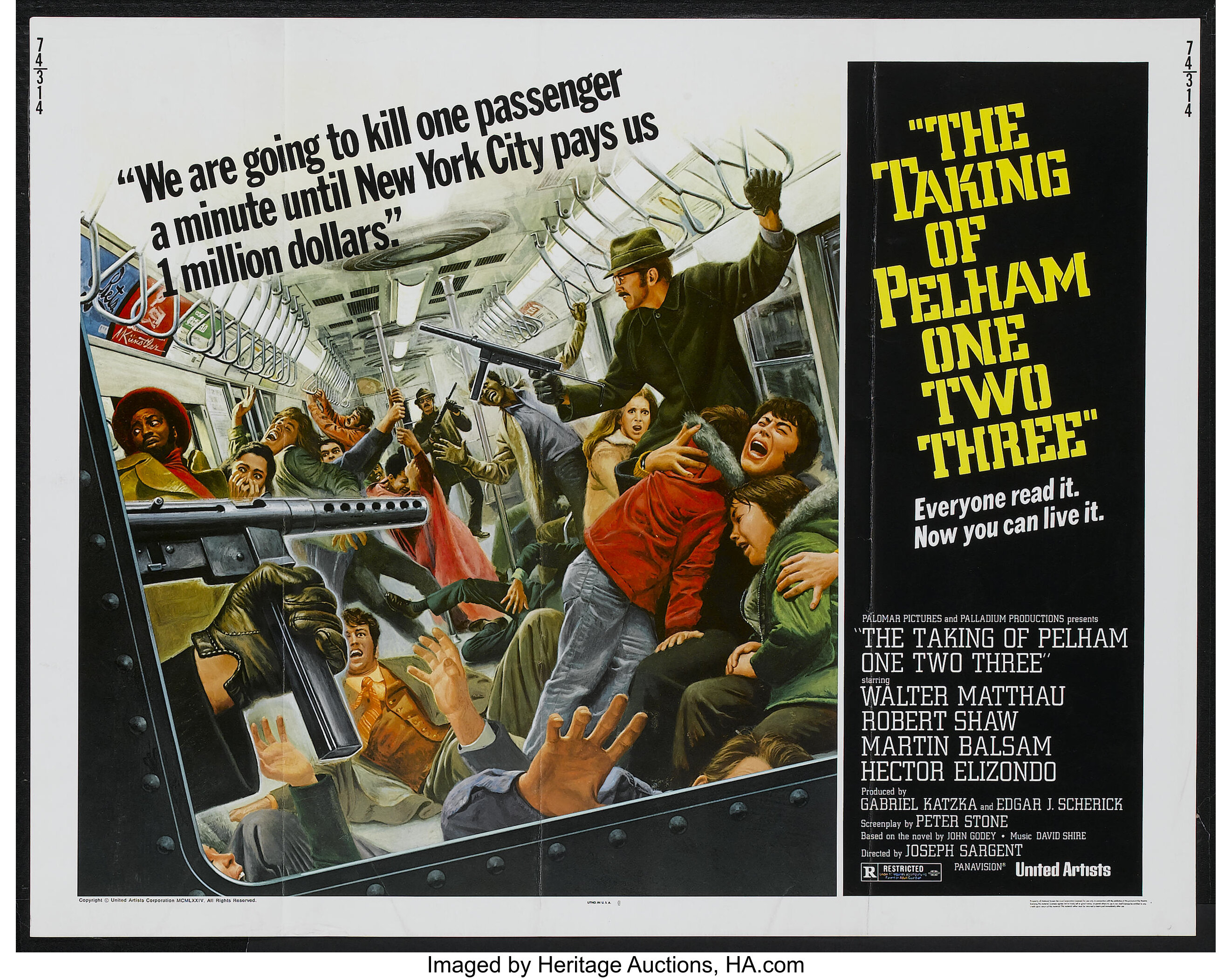 The Taking of Pelham One Two Three (United Artists, 1974). Half | Lot ...