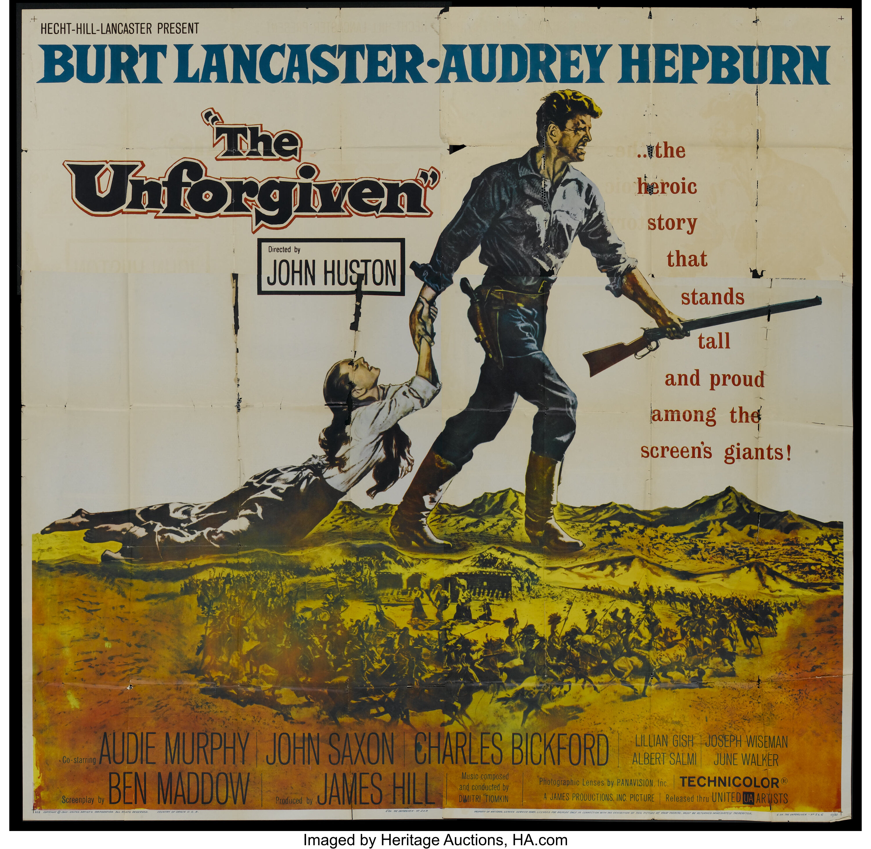 The Unforgiven (United Artists, 1960). Six Sheet (81