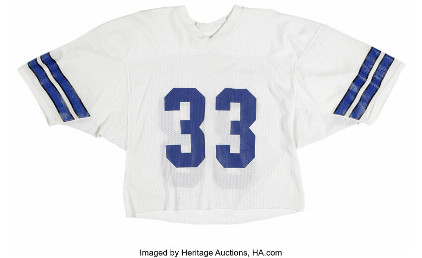 1980s Tony Dorsett Dallas Cowboys Practice-Worn Jersey. White mesh