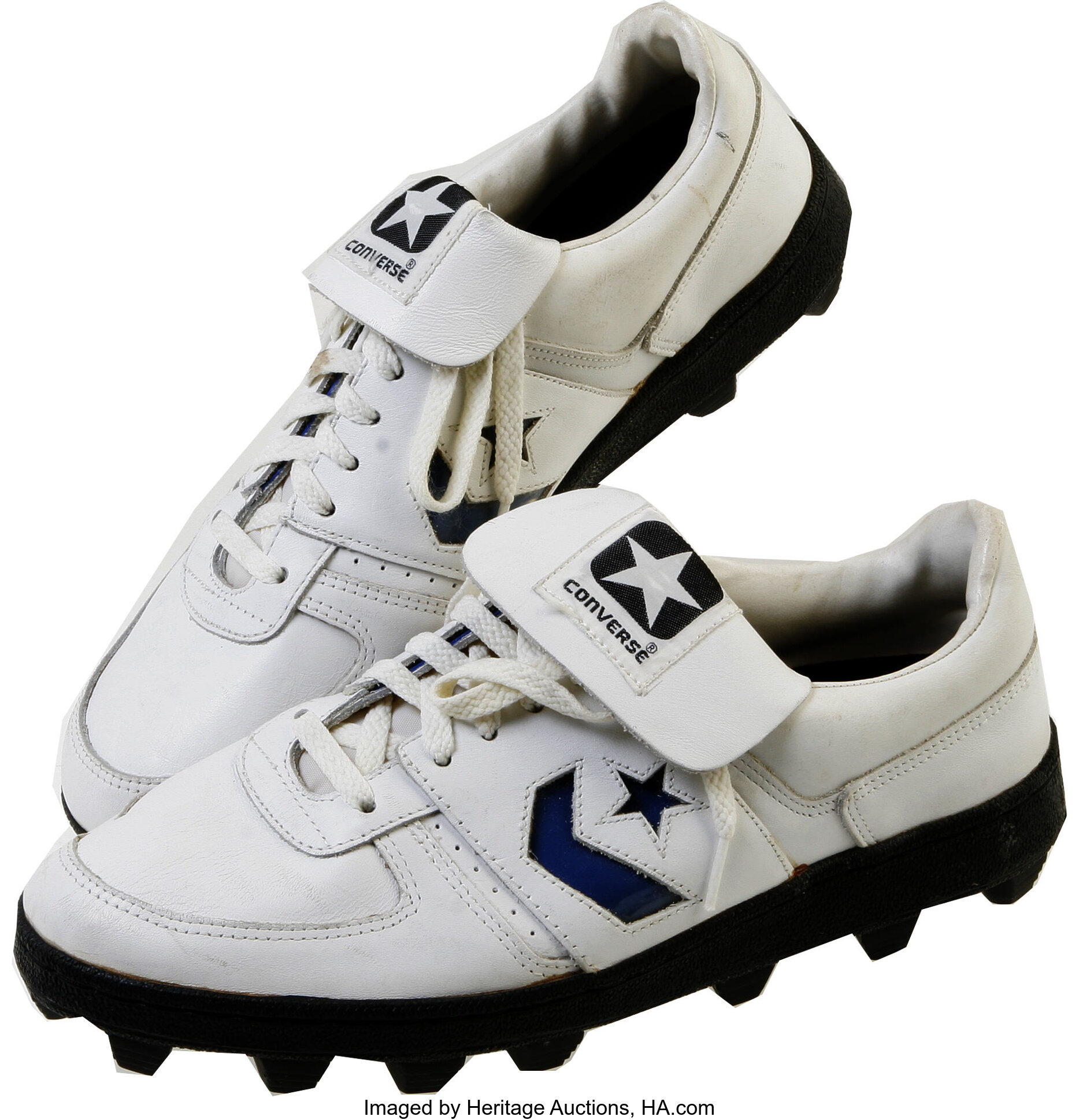 Tony Dorsett Game used Dallas Cowboys Shoes. White Converse turf Lot 12806 Heritage Auctions