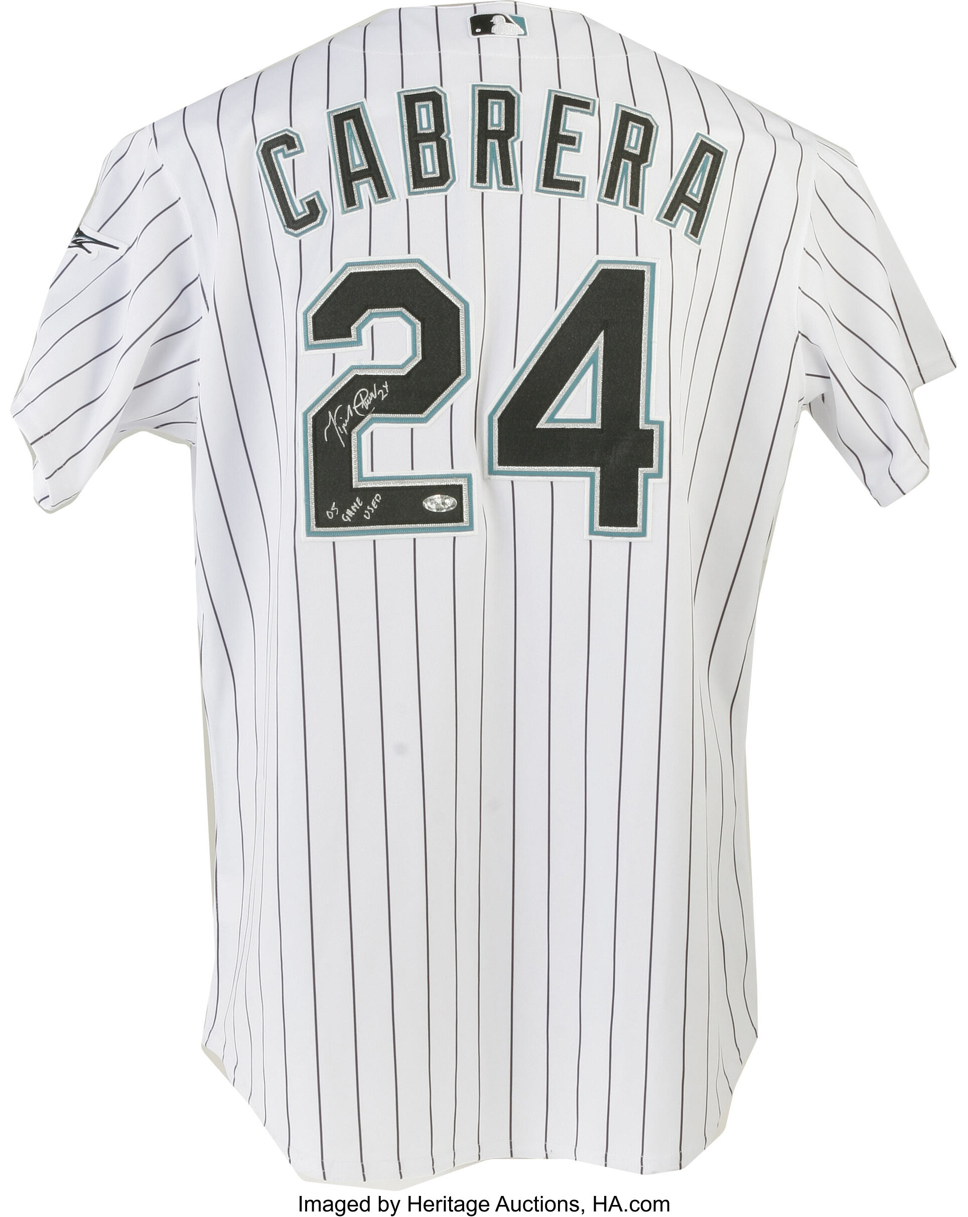 Lot Detail - 2005 Miguel Cabrera Game Used and Signed Florida Marlins Jersey  (Mears A-10 & PSA/DNA)