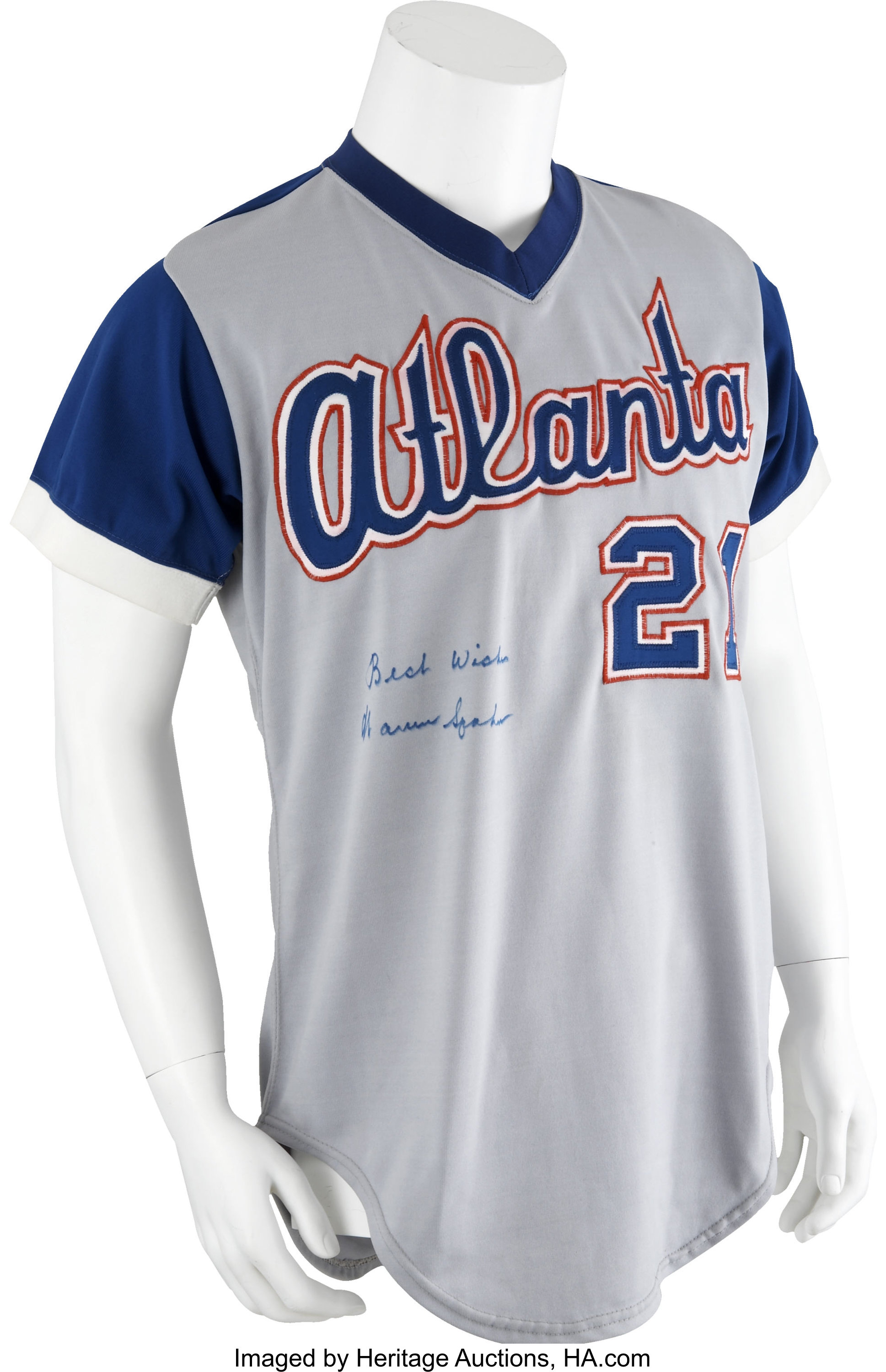 1976 Warren Spahn Game Worn Atlanta Braves Jersey. Baseball