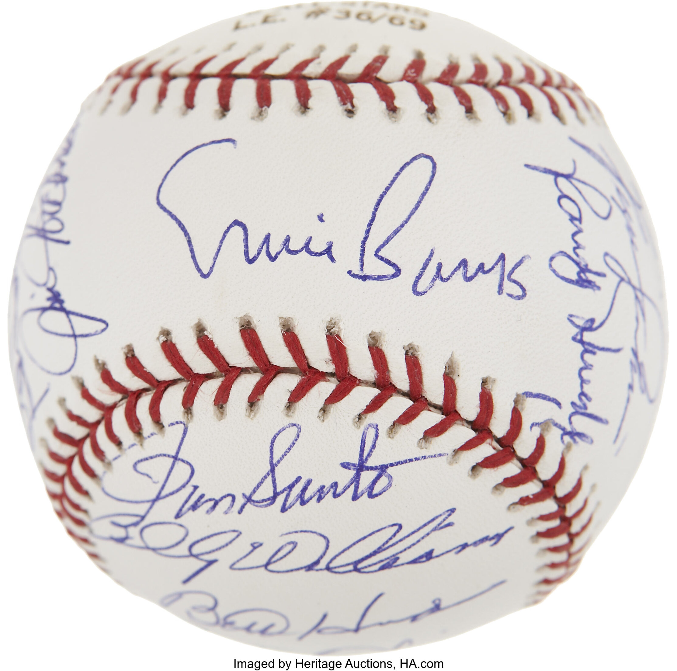 1969 Chicago Cubs Team Signed Baseball Ernie Banks Billy Williams