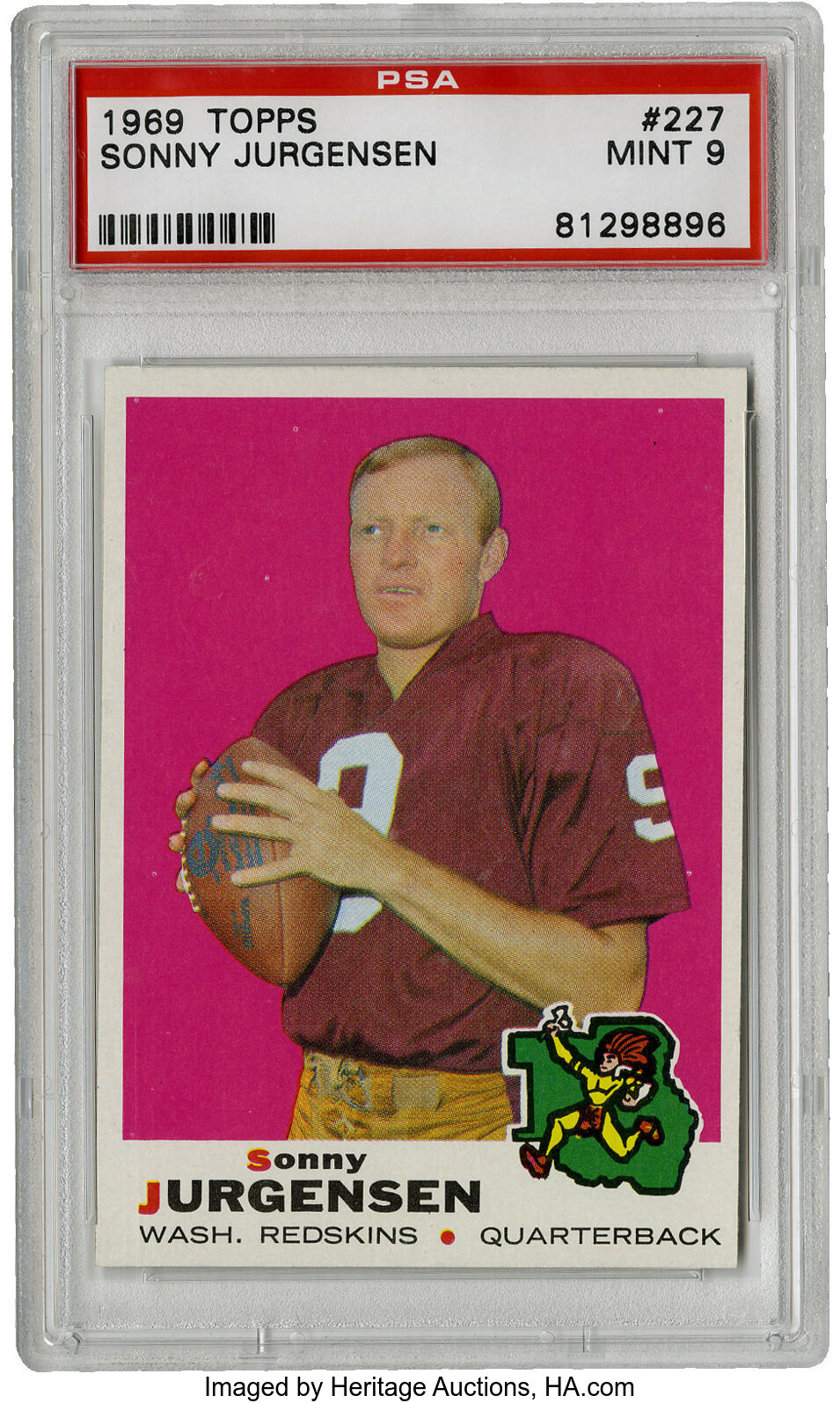 1969 Topps Football Card #227: Sonny Jurgensen