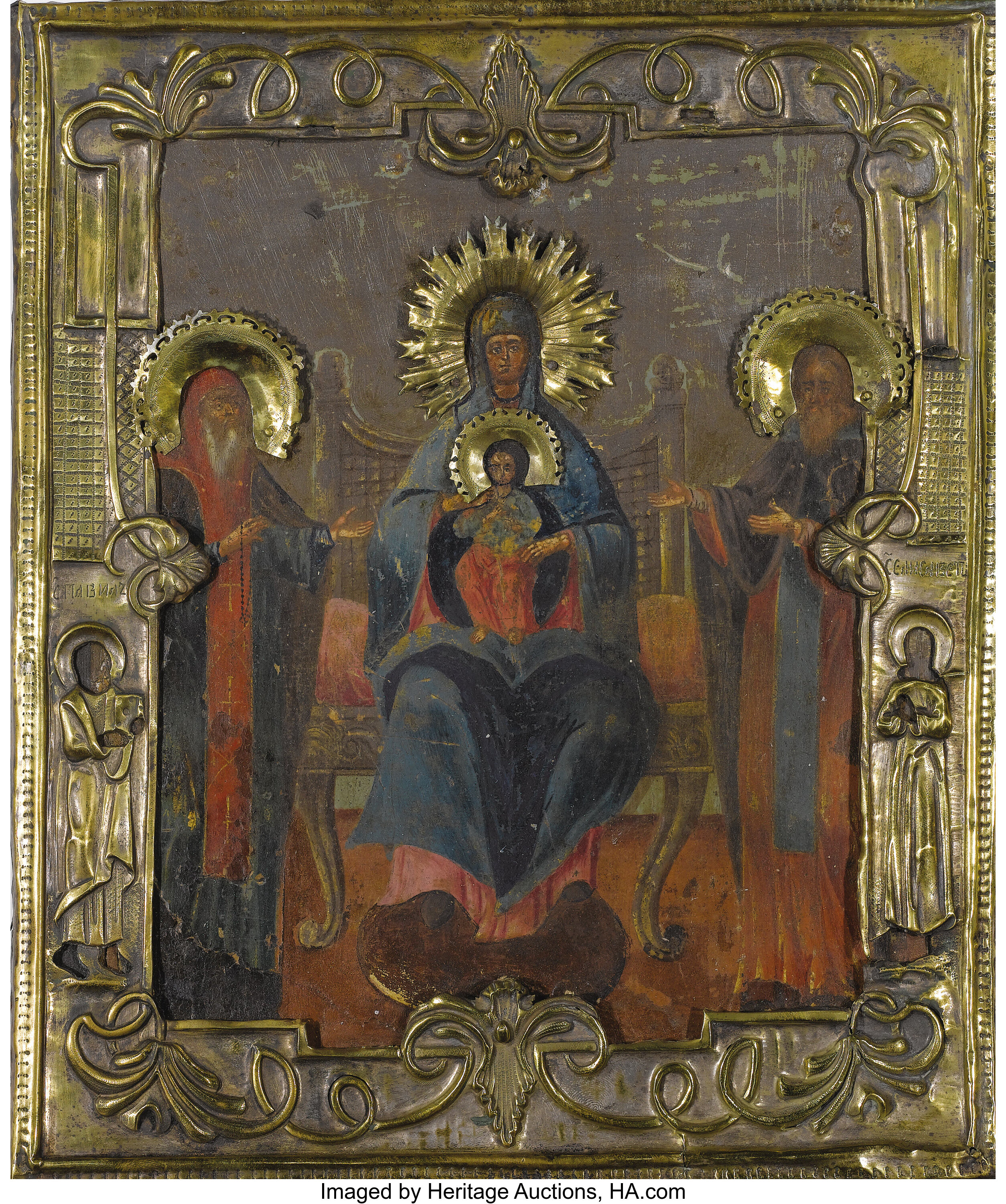 A Russian Icon Of The Mother Of God Enthroned 19th Century 12 1 2 Lot Heritage Auctions