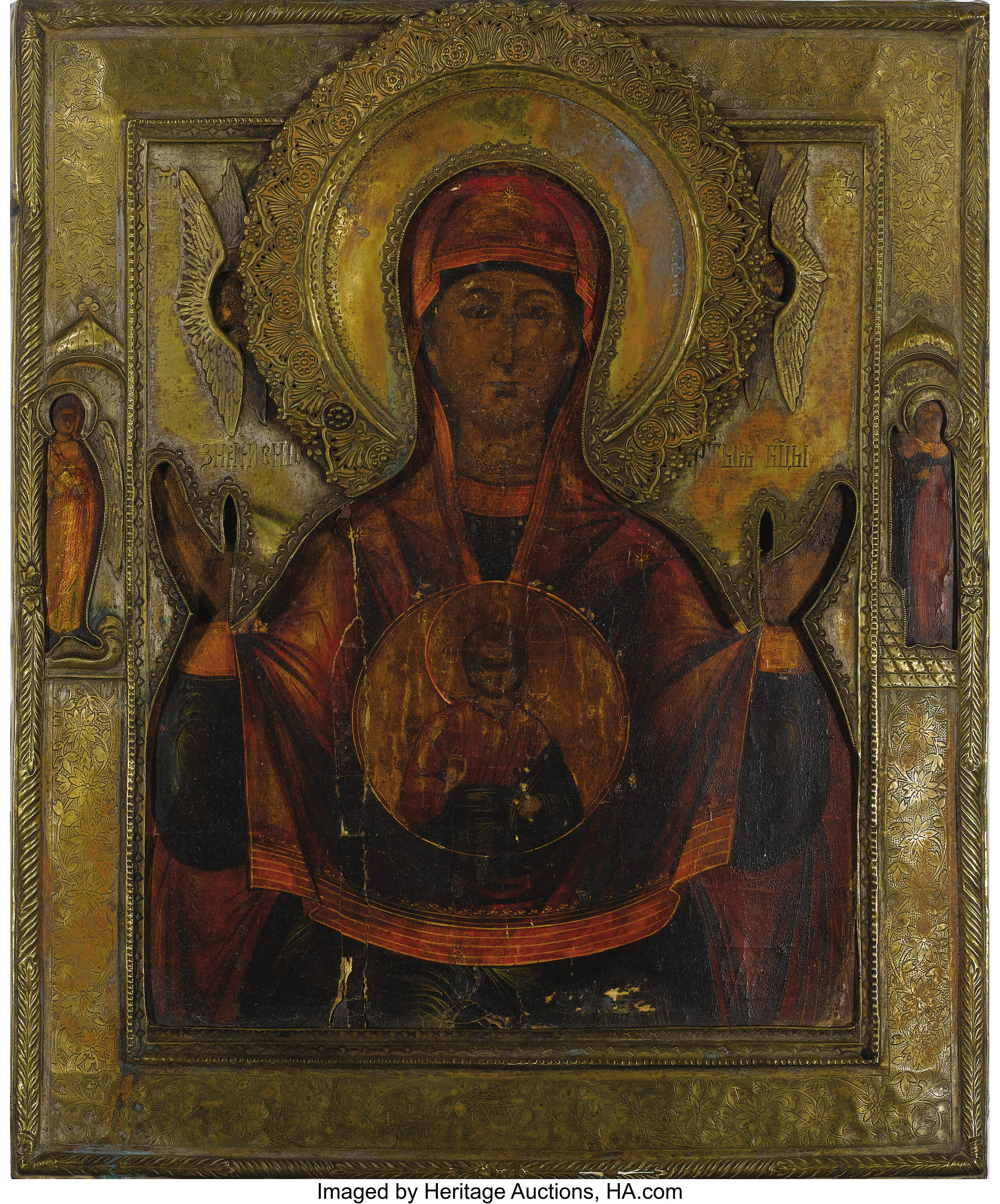 A Russian Icon Of The Mother Of God Of The Sign Mid 19th Century Lot Heritage Auctions