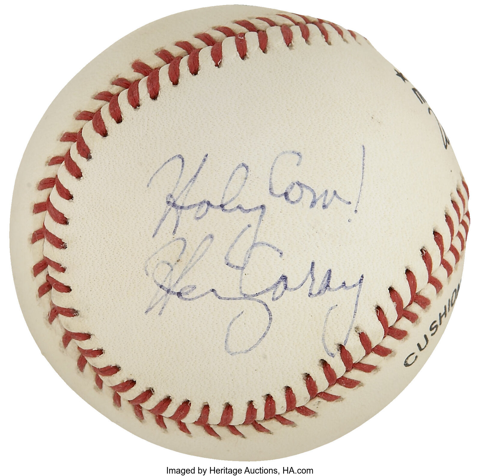 Harry Caray Signed ONL Baseball Inscribed Holy Cow!! & P.S. Cubs Win!!  (BGS)