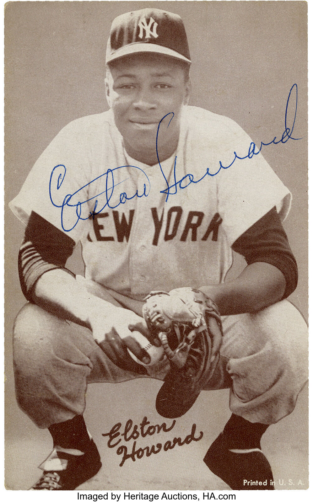 Lot Detail - Elston Howard Signed Exhibit Card (BAS)