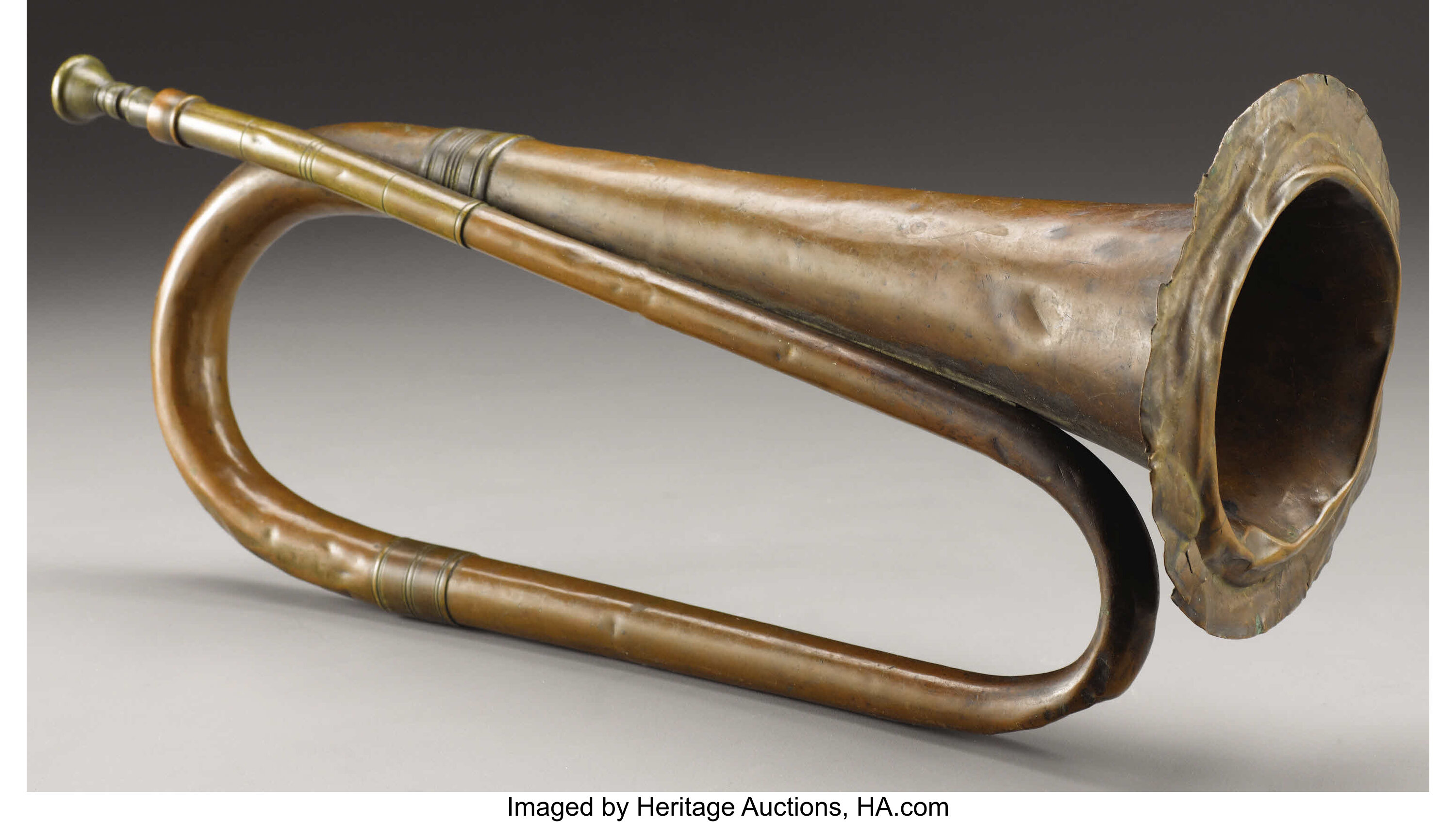 Civil War Bugle Made by Draper Brothers, Boston. A brass