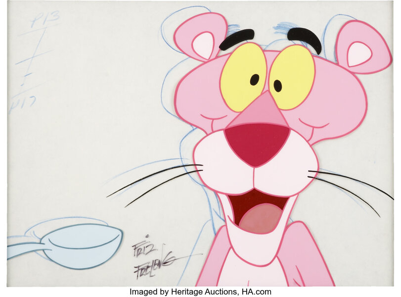 Sprinkle Me Pink Pink Panther with Basket Original Production Drawing from  Friz Freleng