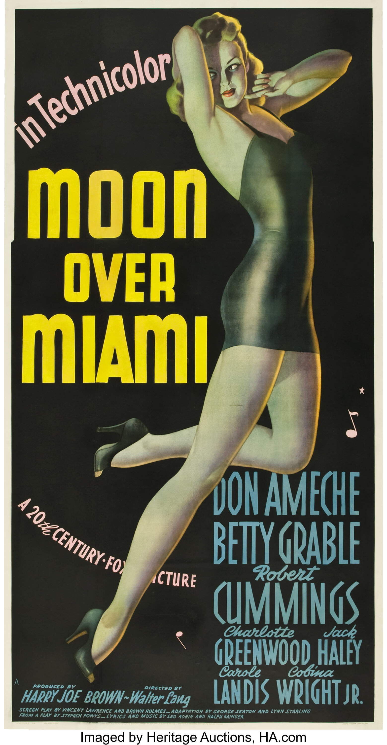 Moon Over Miami th Century Fox 1941 Three Sheet 41 X Lot Heritage Auctions