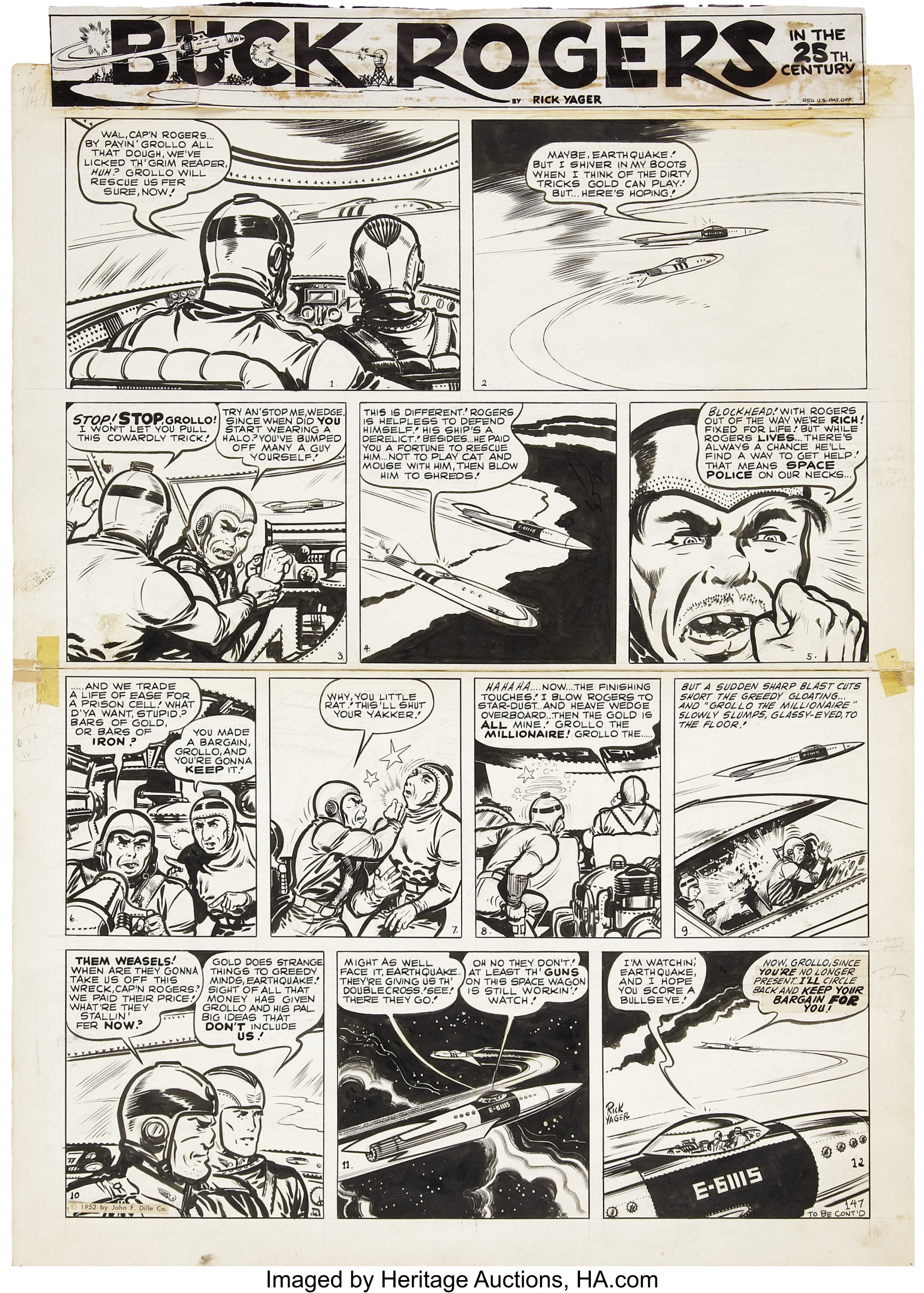 Rick Yager Buck Rogers Sunday Comic Strip Original Art (John F. | Lot ...