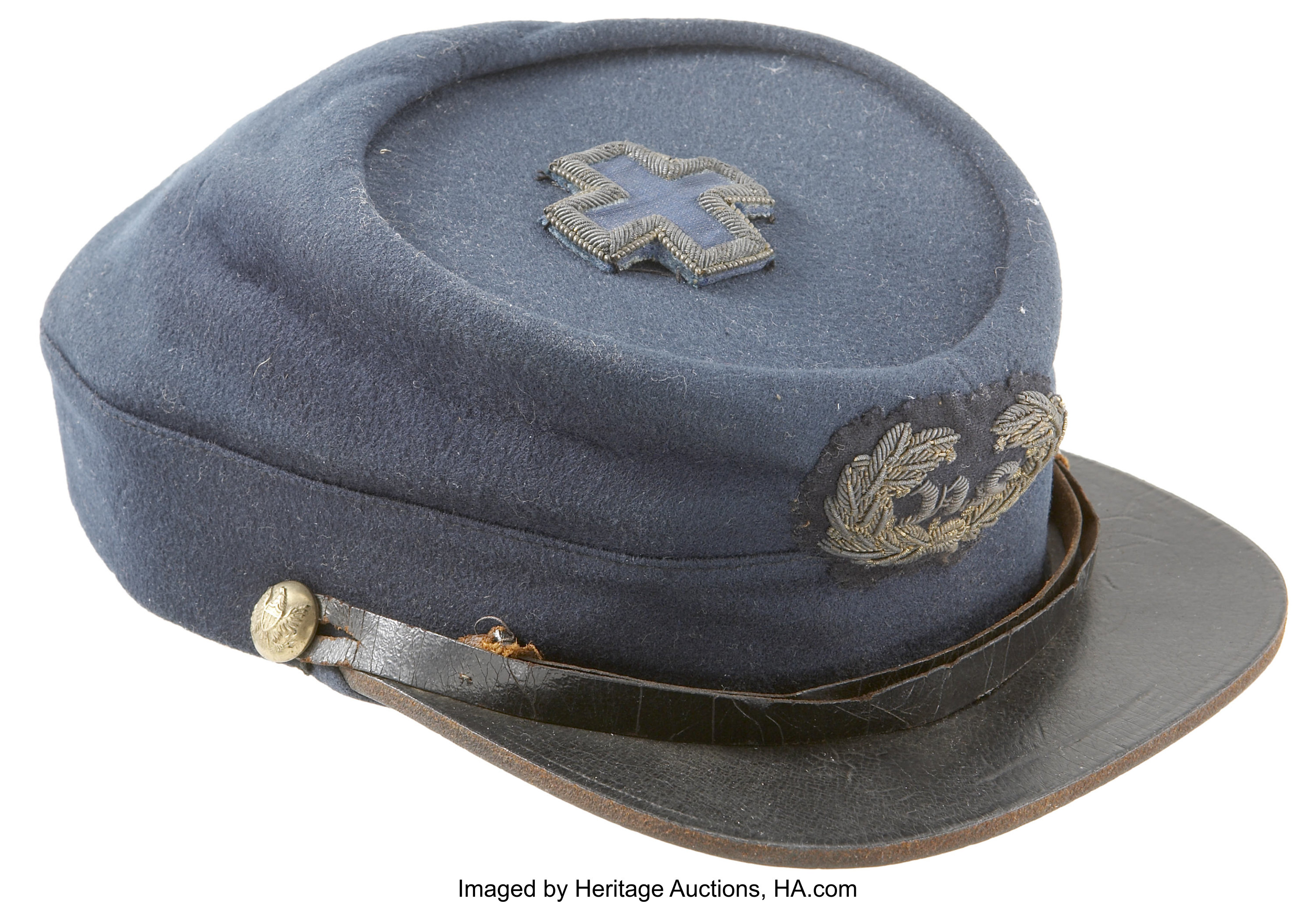 Chasseur Pattern Cap with Staff and Corps Insignia. The Lot