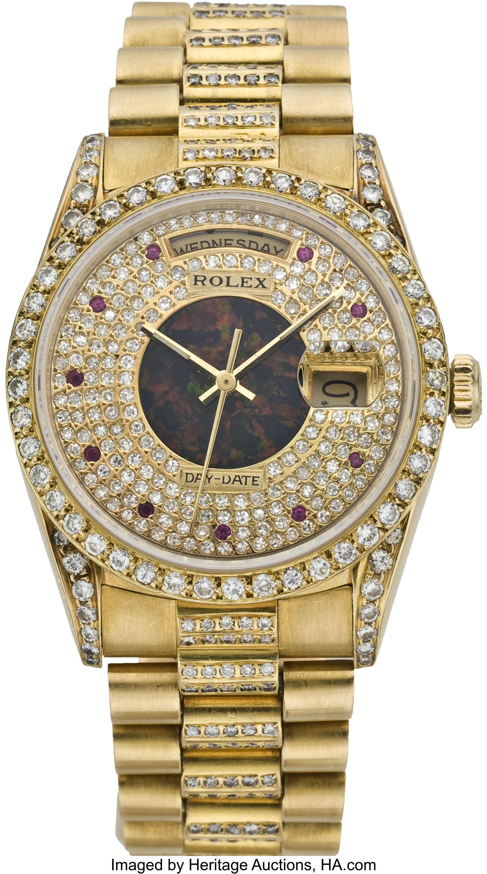 Rolex Men s President with Diamonds Rubies and Black Opal circa