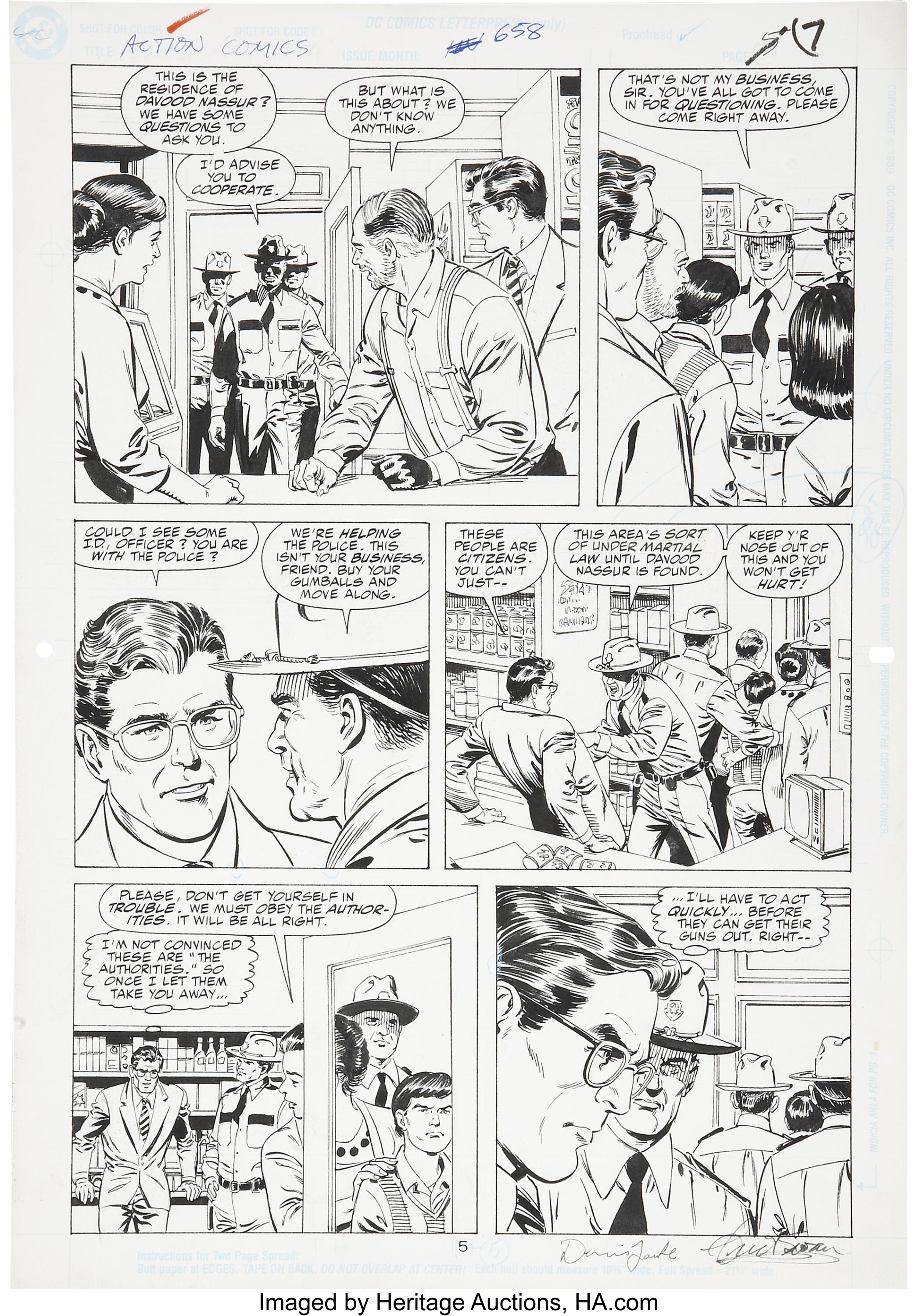 Curt Swan and Dennis Janke Action Comics #658, page 5 Original Art ...