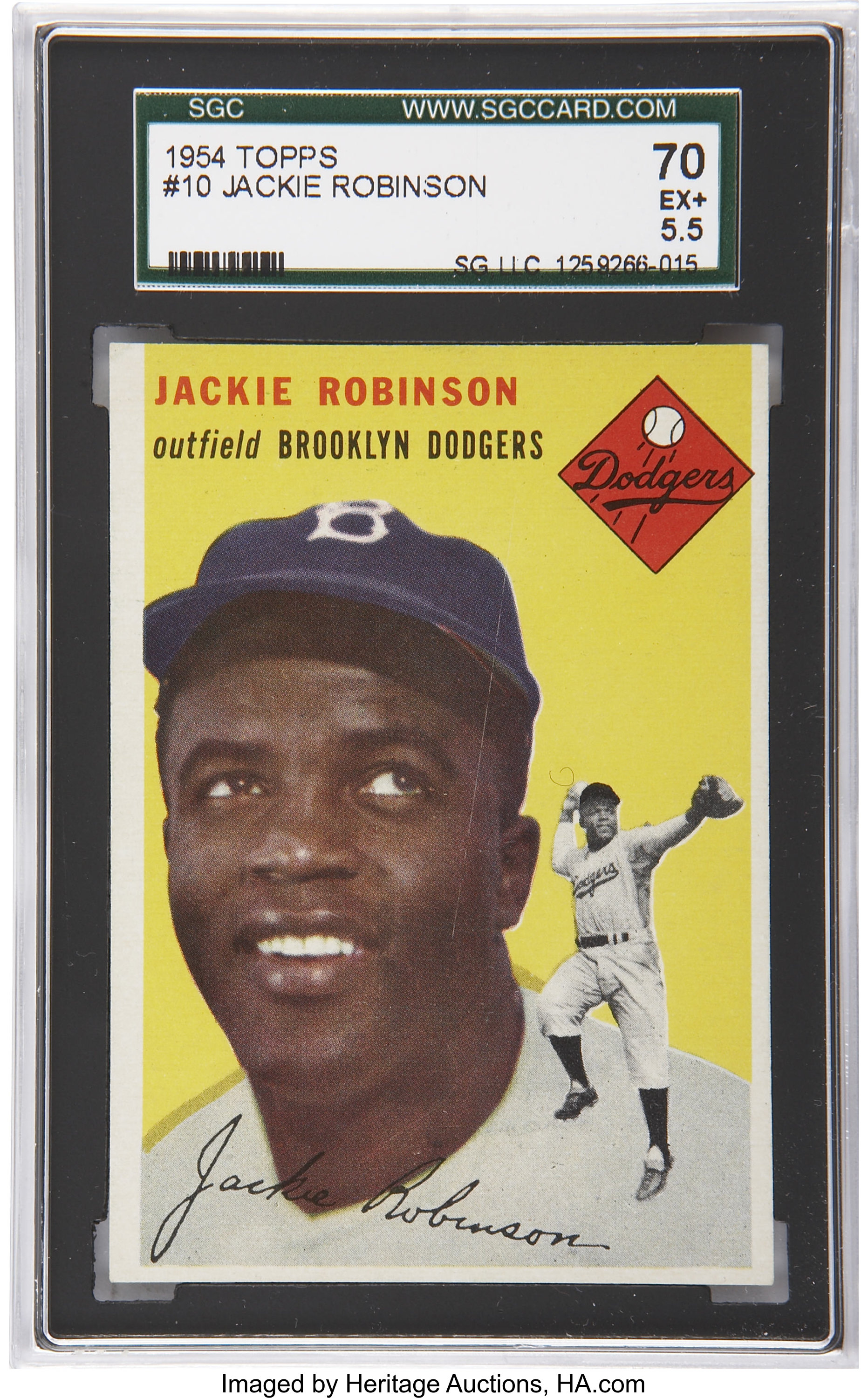 Lot - 1954 Topps Jackie Robinson Baseball Card #10