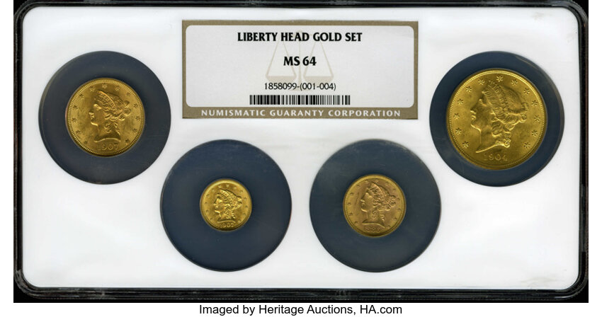 Four Piece Liberty Head Gold Coin Set Ms64 Ngc Four Pieces