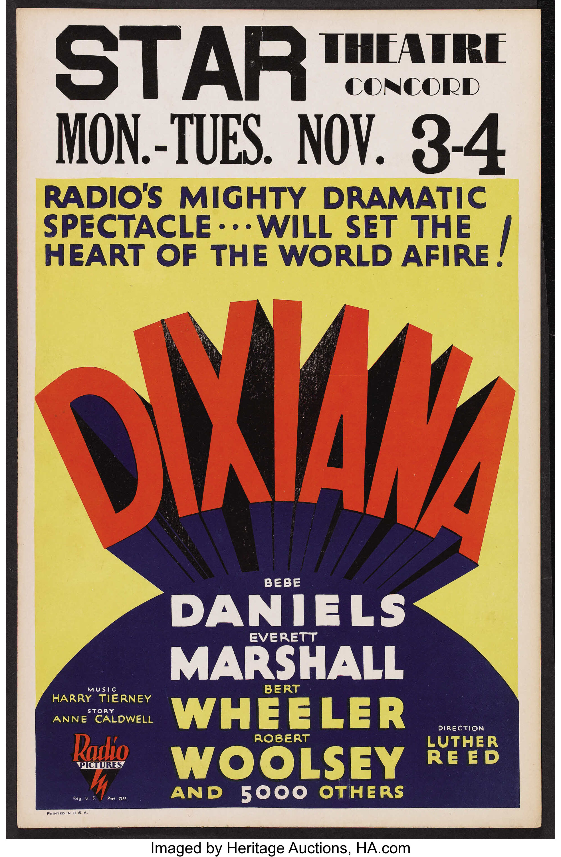 Dixiana Rko 1930 Window Card 14 X 22 Comedy Starring Bebe Lot Heritage Auctions