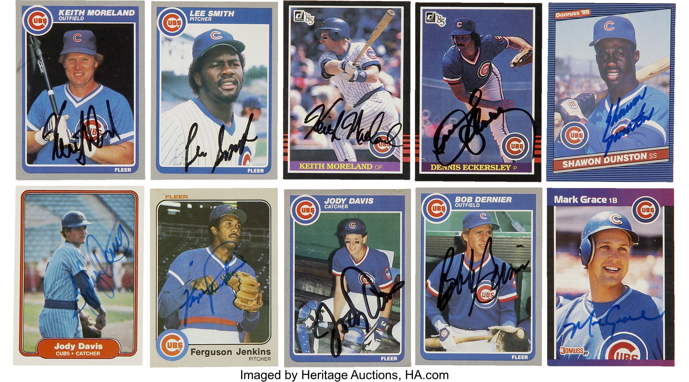 1980s Chicago Cubs Signed Trading Cards Group Lot of 10., Lot #41064