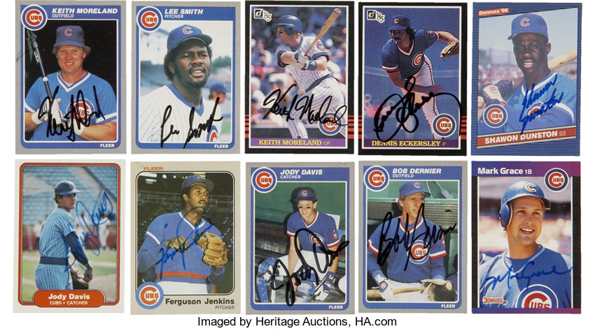 1980s Chicago Cubs Signed Trading Cards Group Lot of 10., Lot #41064