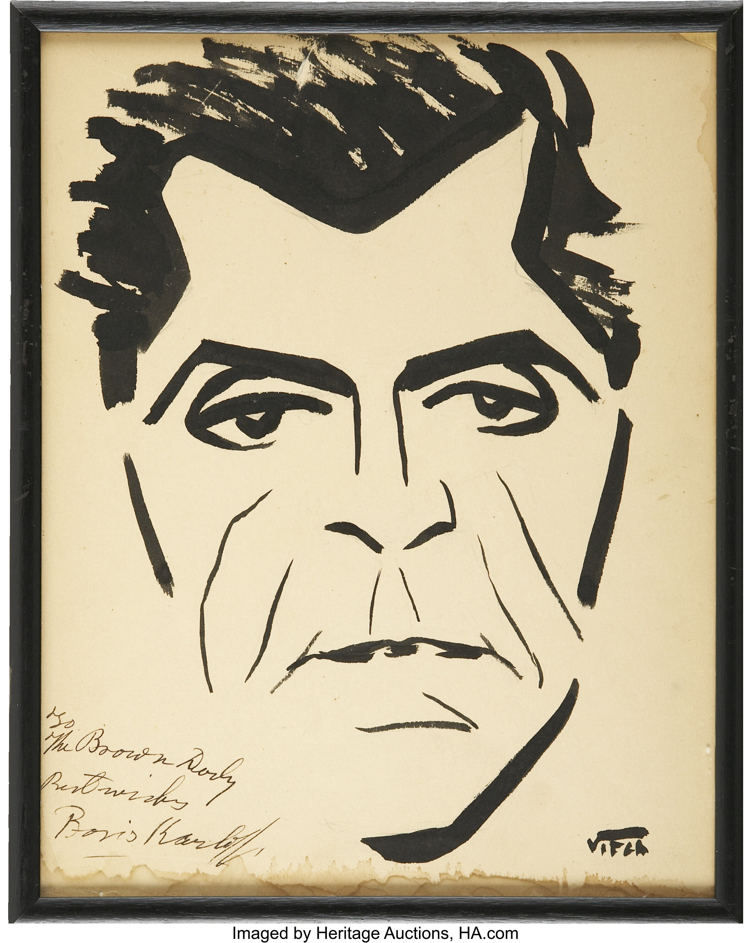 Boris Karloff Signed Sketch from the Brown Derby.... Movie/TV | Lot ...