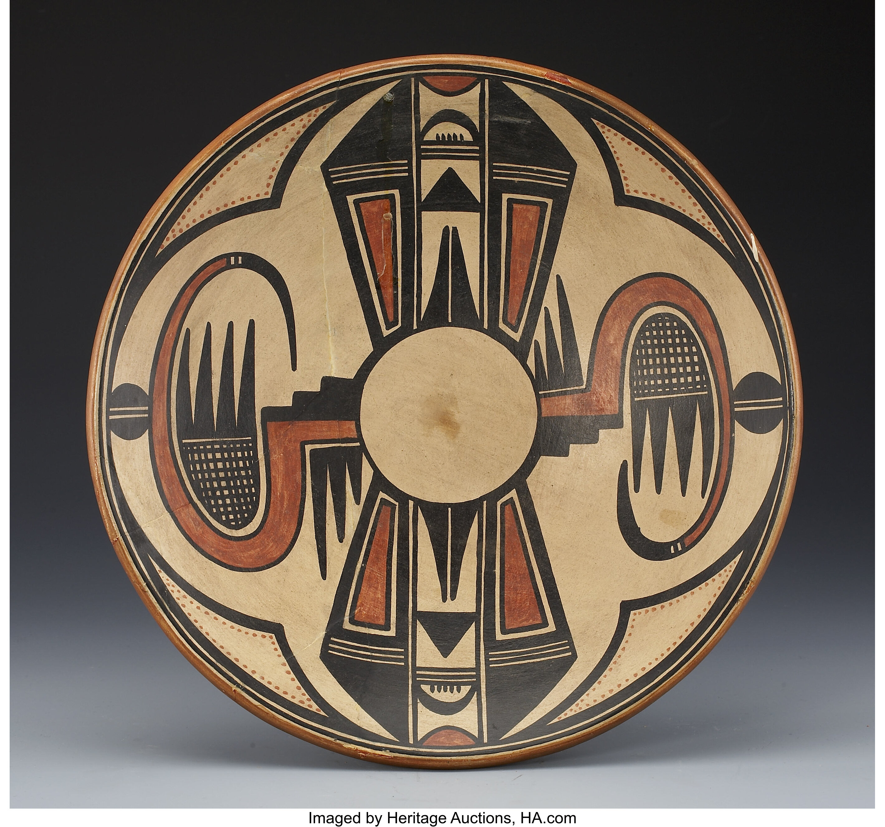 A SAN ILDEFONSO POLYCHROME PLATE. Maria and Julian Martinez. c. | Lot ...