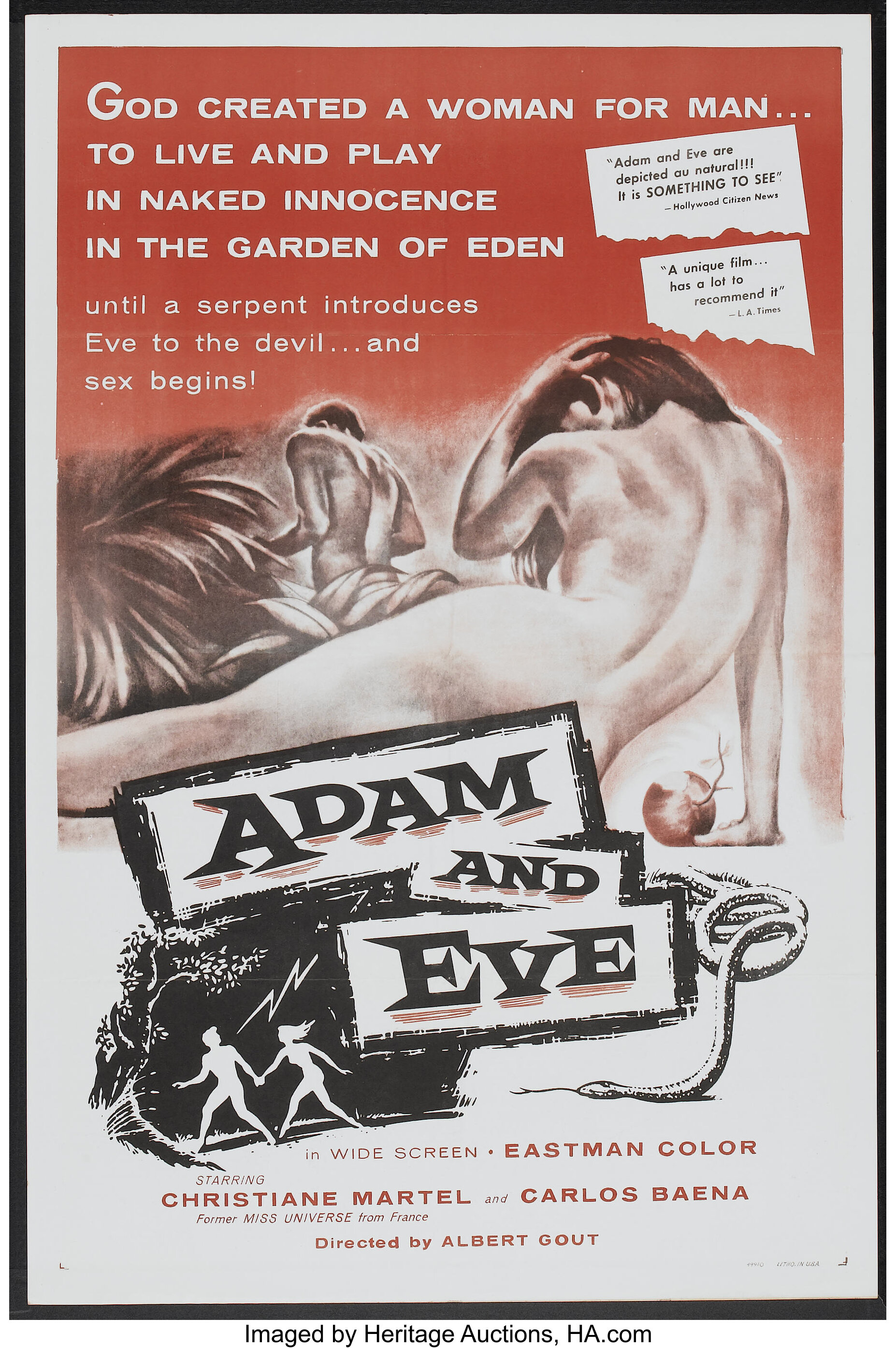 Adam And Eve William A Horne 1958 One Sheet 27 X 41 Drama Lot 7 Heritage Auctions