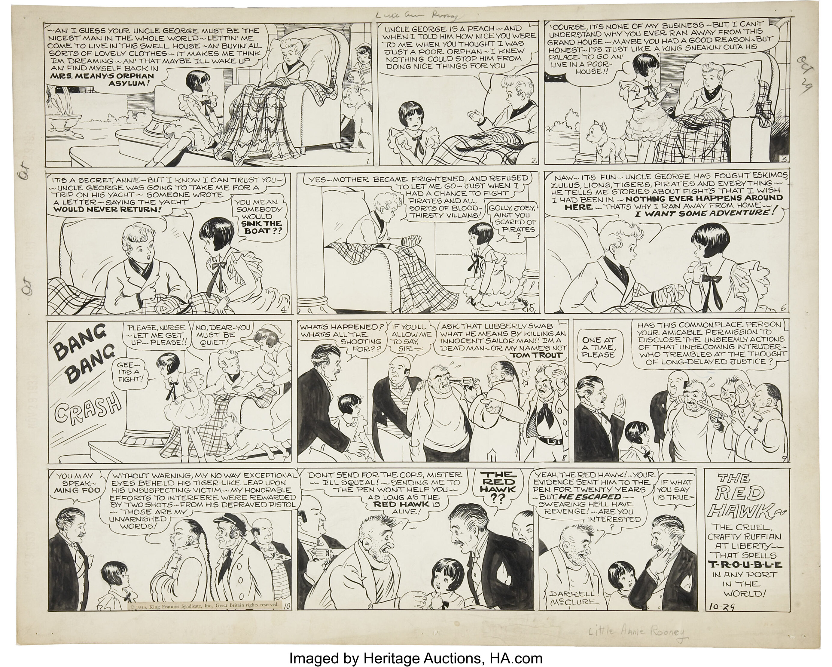 Darrell McClure Little Annie Rooney Sunday Comic Strip Original Art ...