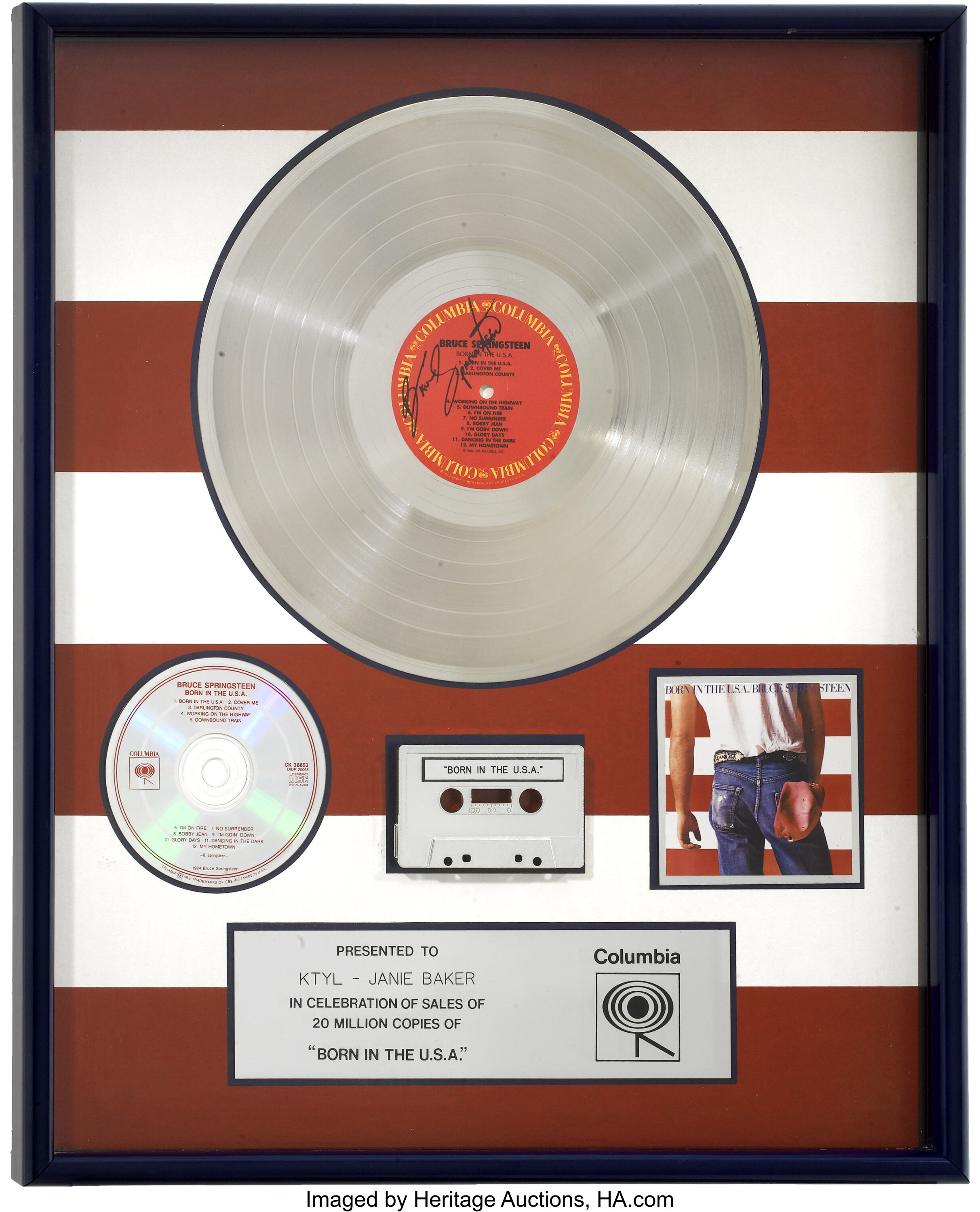 Bruce Springsteen Born In The Usa Platinum Album Award Music Lot 50197 Heritage Auctions