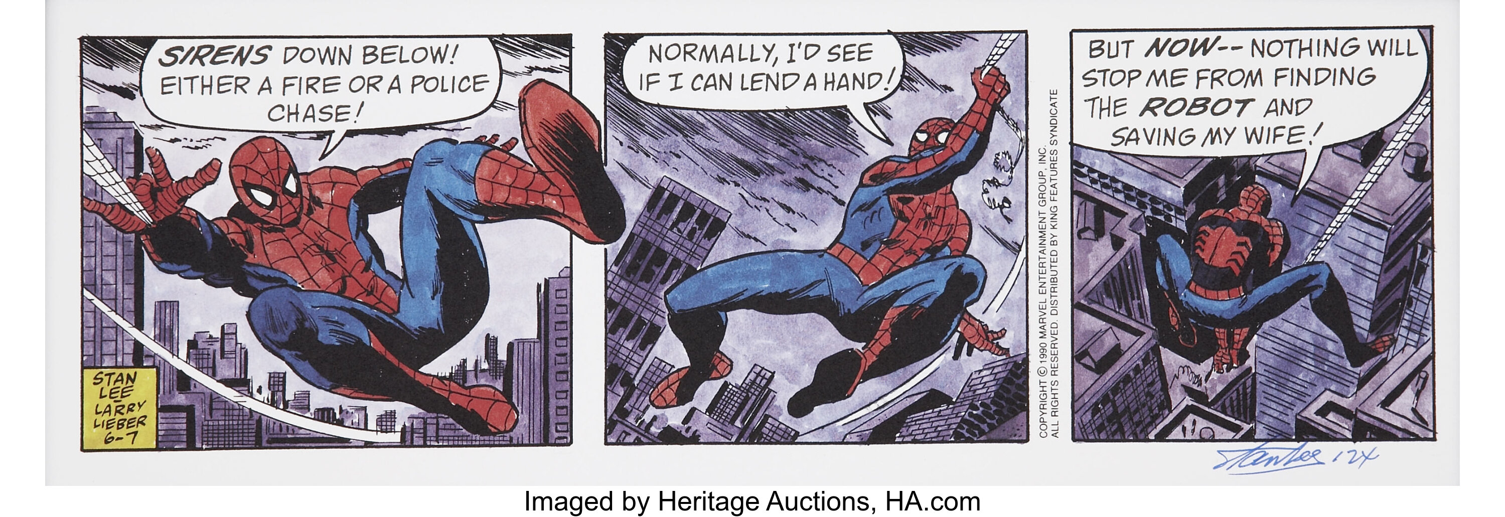 The Amazing Spider-Man Daily Comic Strip Print Signed by Stan Lee | Lot  #14605 | Heritage Auctions