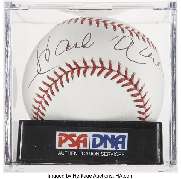 Sold at Auction: HANK AARON SIGNED BASEBALL IN CUBE