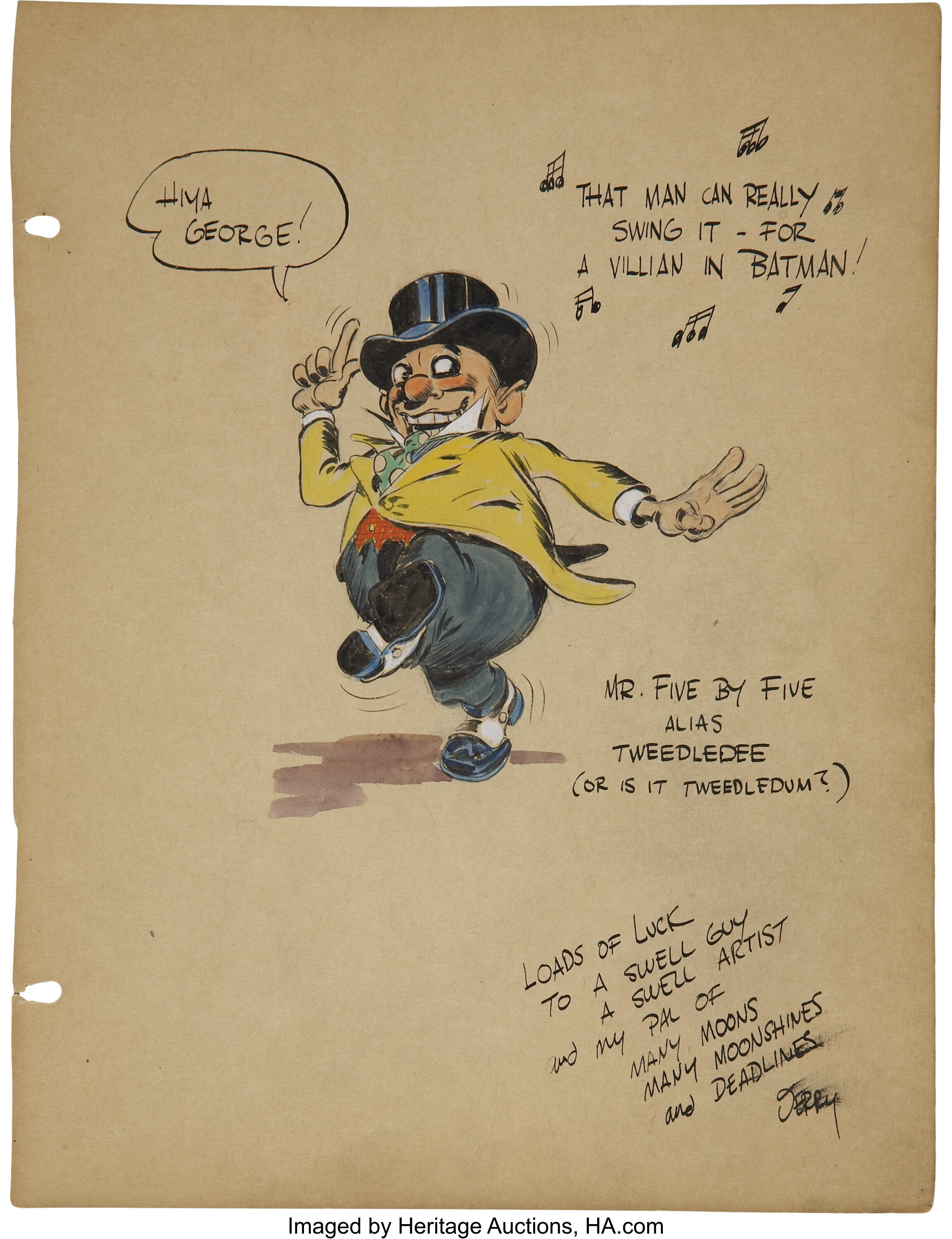 Jerry Robinson George Roussos Sketchbook Tweedledee Illustration | Lot ...