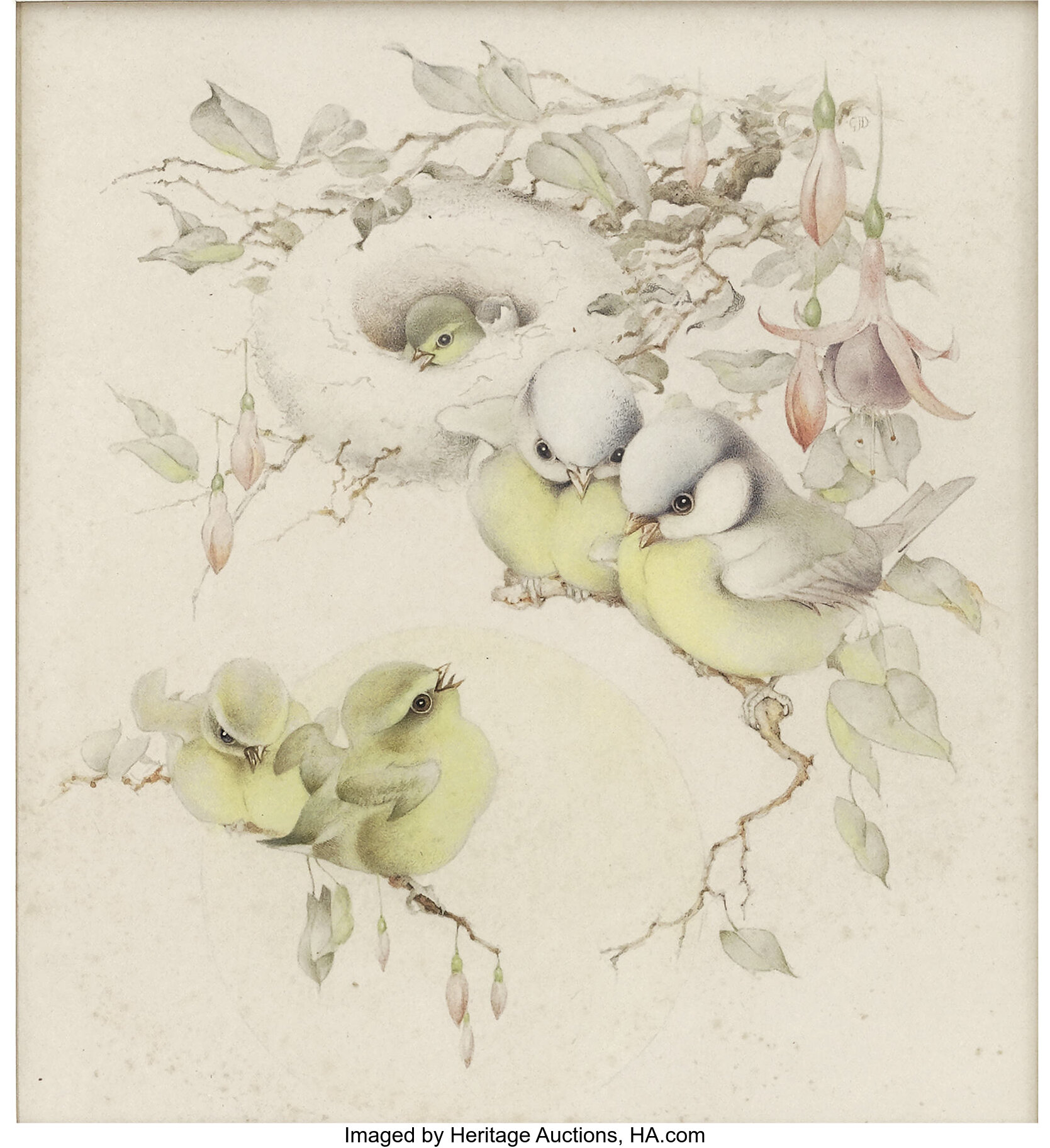 Edward Julius Detmold English 18 1957 Birds In A Nest C Lot Heritage Auctions