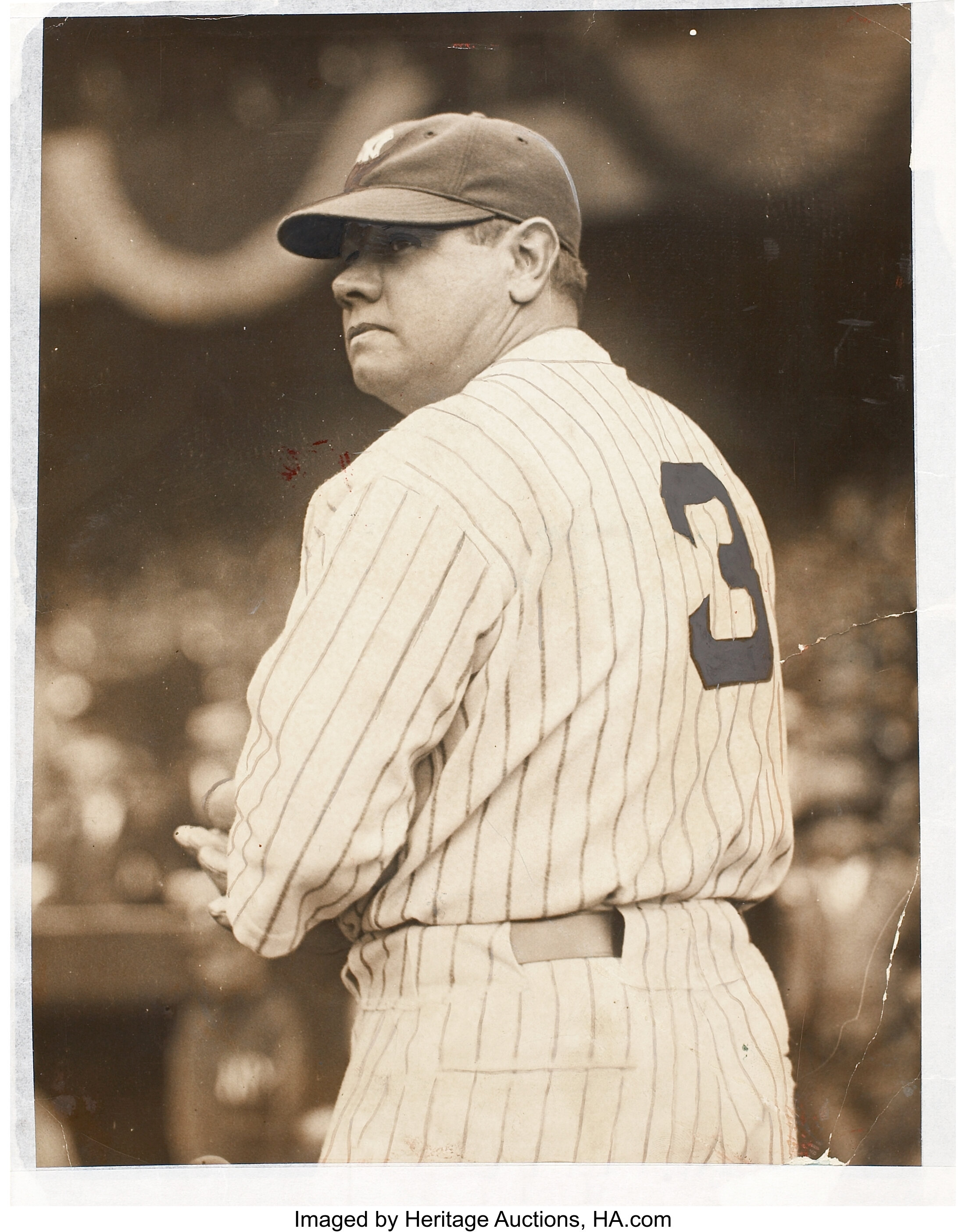 1929 Babe Ruth Original News Photograph, First Time Wearing Number