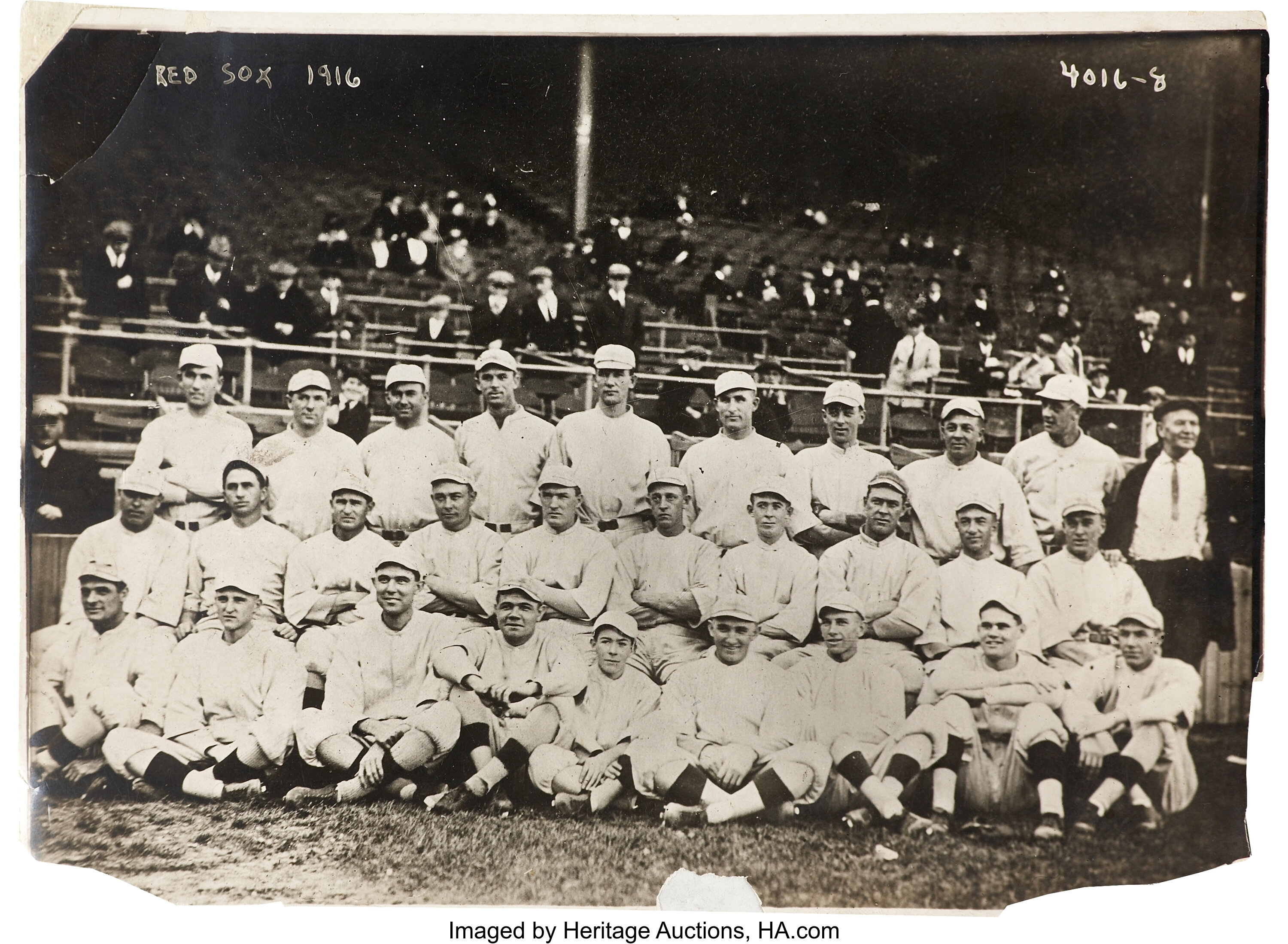 Sold at Auction: Babe Ruth with Boston Red Sox teammates photograph c.1915.