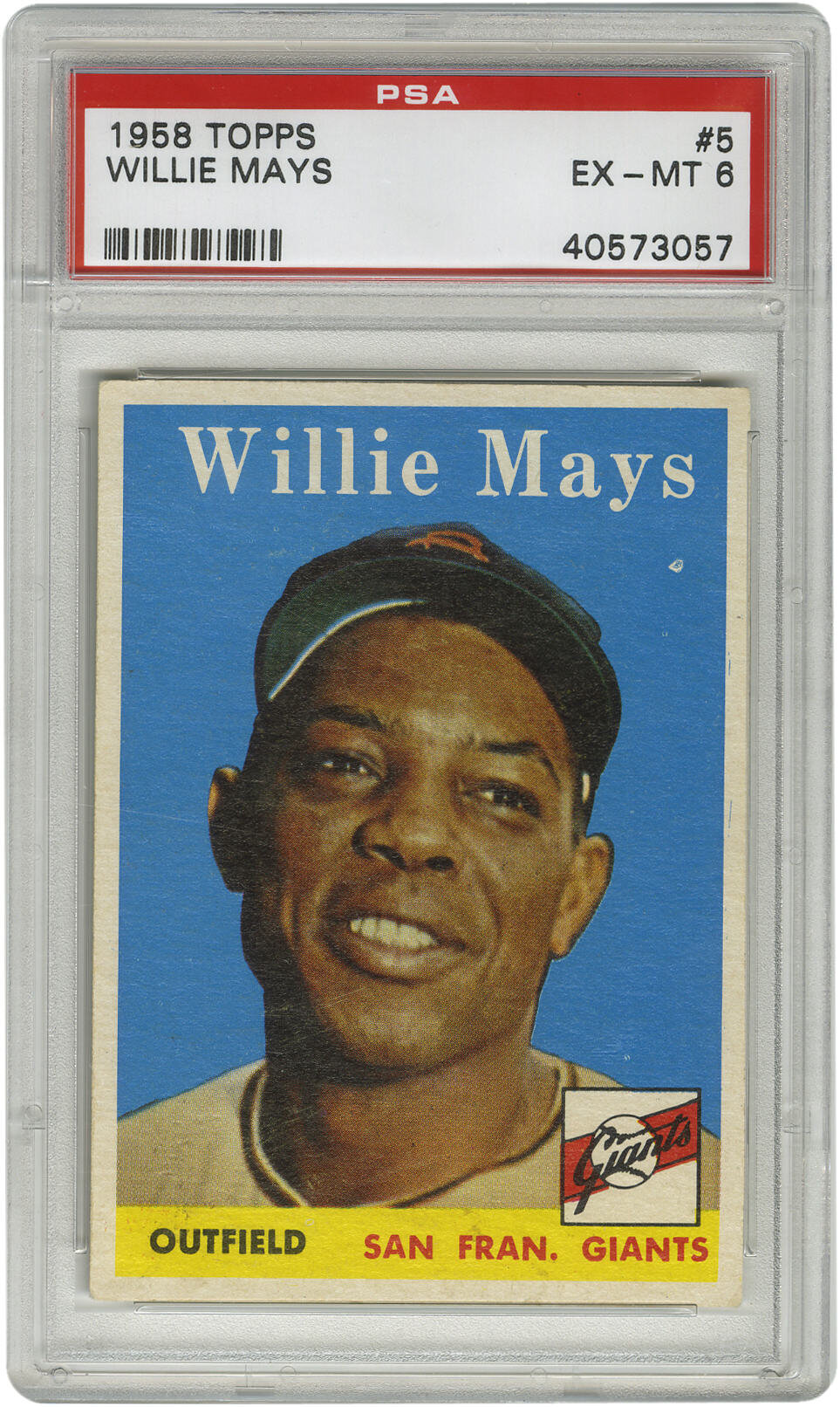 1958 Topps Willie Mays #5 PSA EX-MT 6. Nice gloss and beautiful | Lot ...