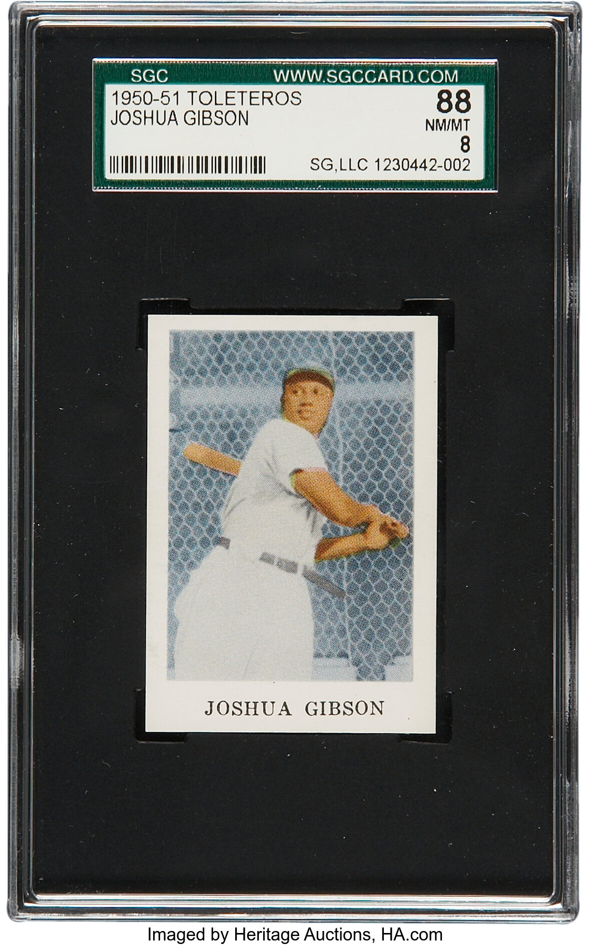 1950-51 Toleteros Joshua Gibson SGC 88 NM/MT 8, Highest Graded, Lot #81188