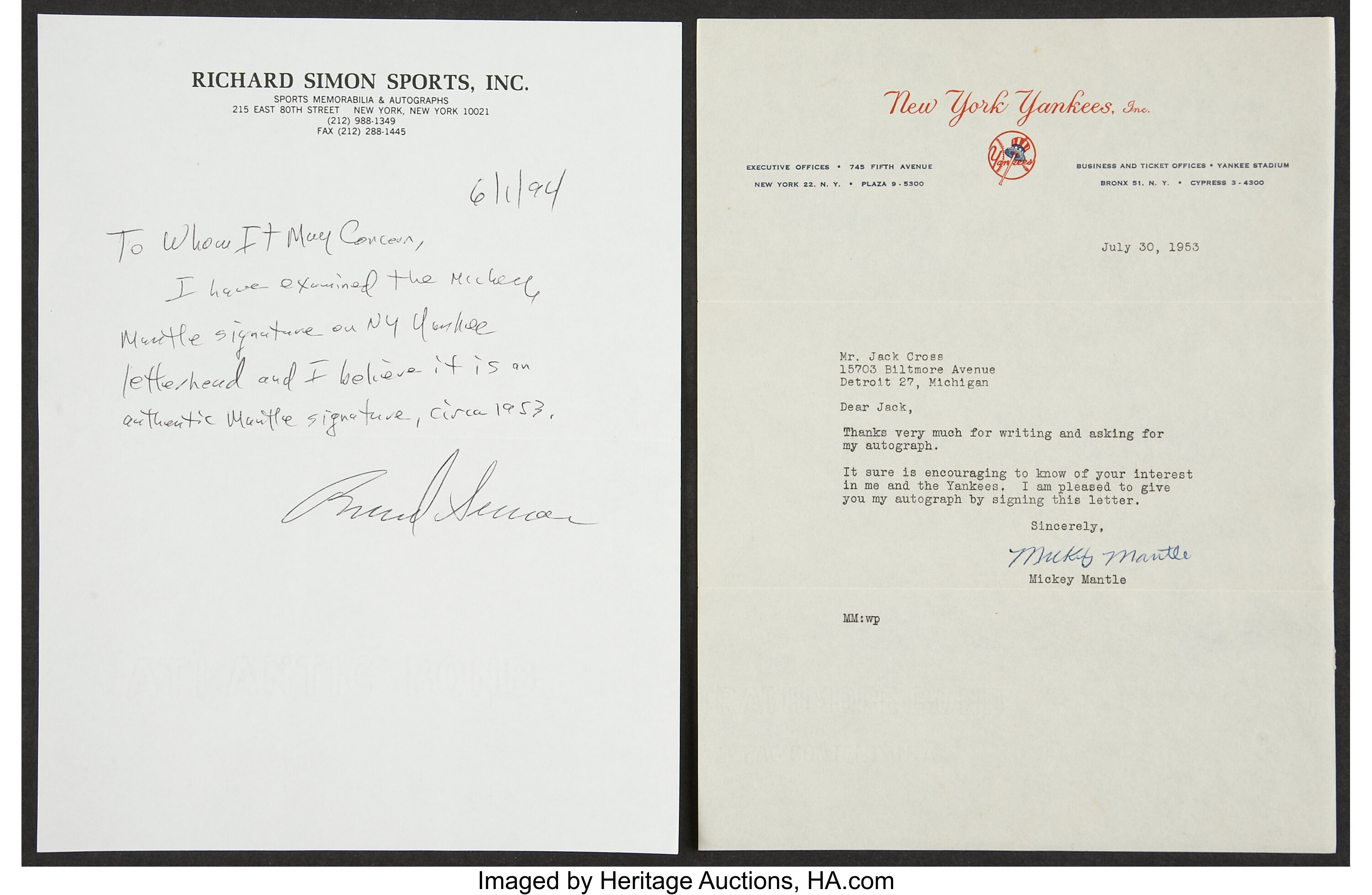 Letters from old Yankee Stadium up for auction