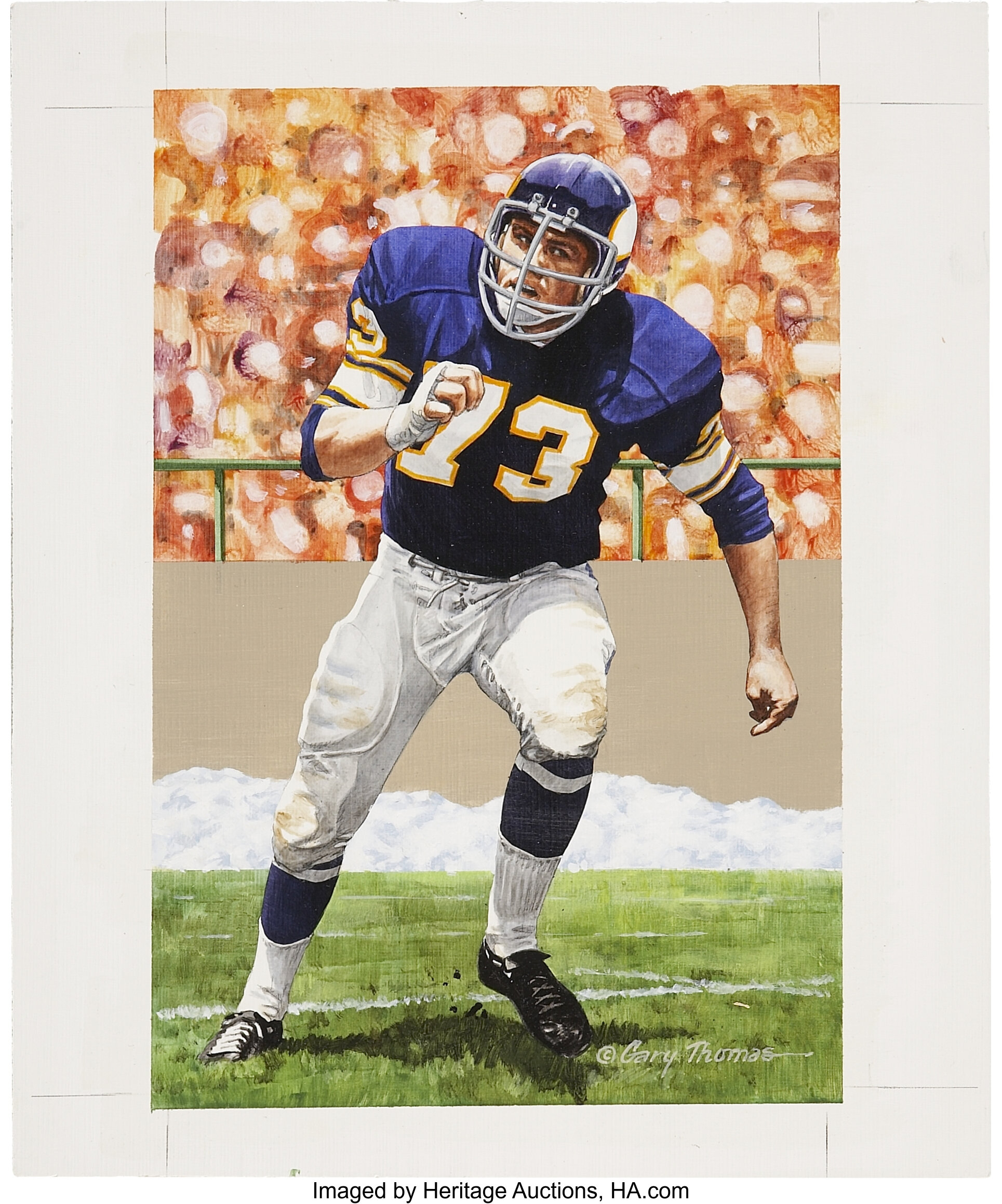 Ron Yary Artwork for 'Goal Line Art.'.  Football Collectibles, Lot  #82186