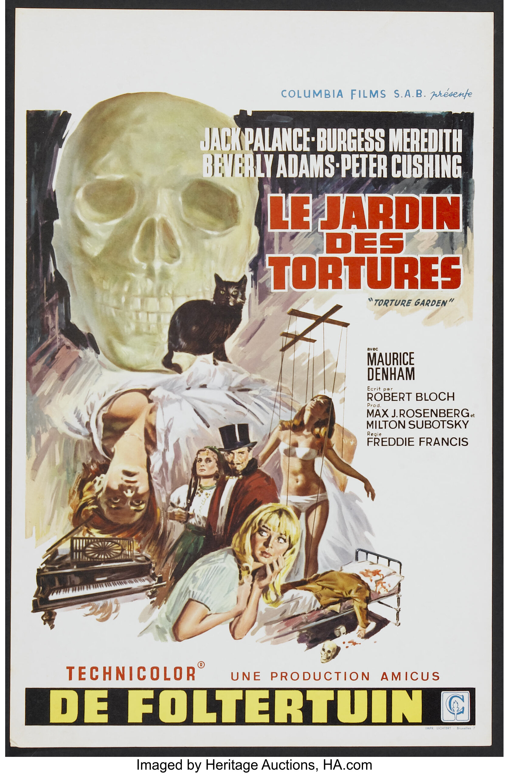 Torture Garden Columbia 1967 Belgian 14 X 21 Horror