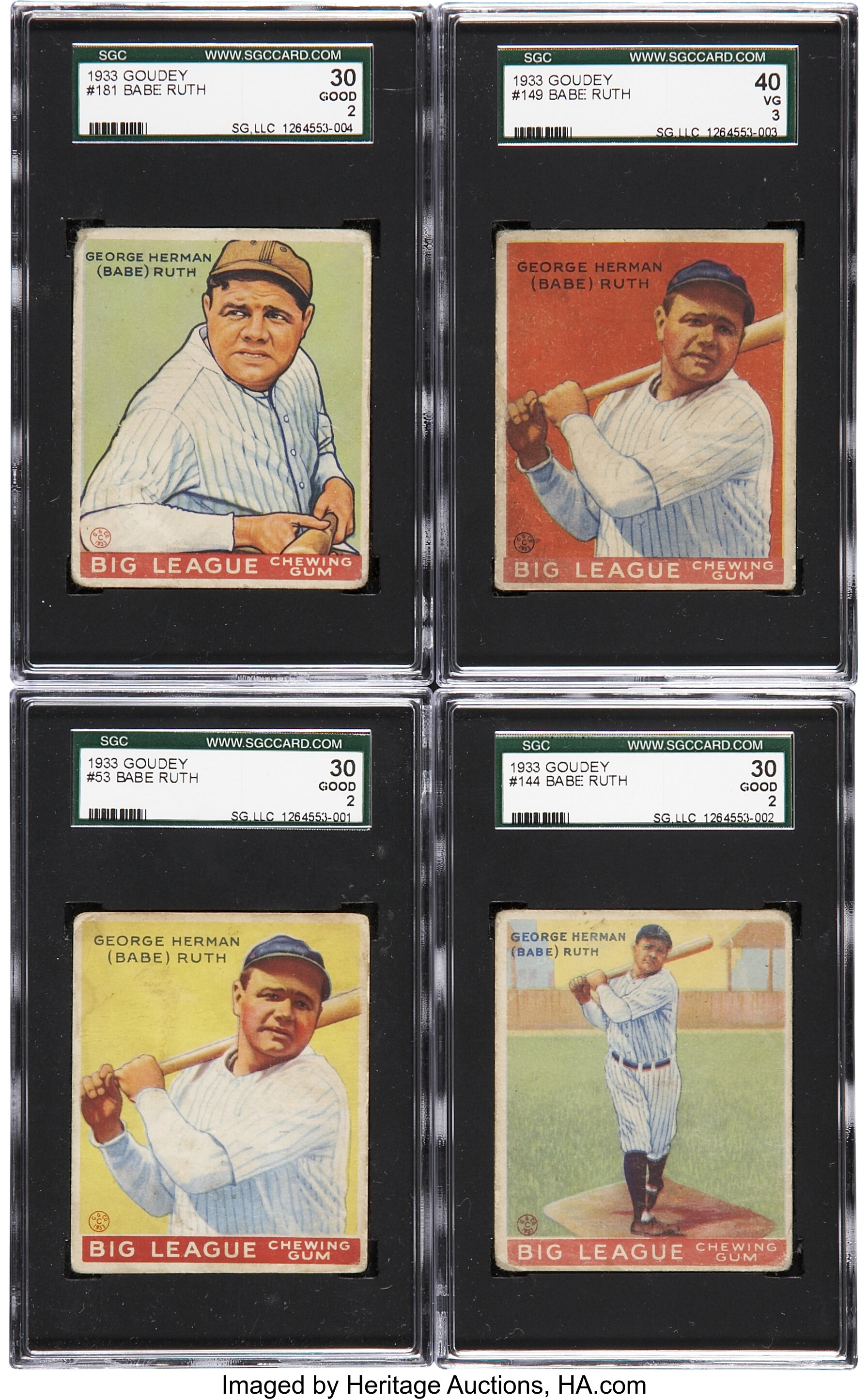 At Auction: 1933 Goudey #144 Babe Ruth.