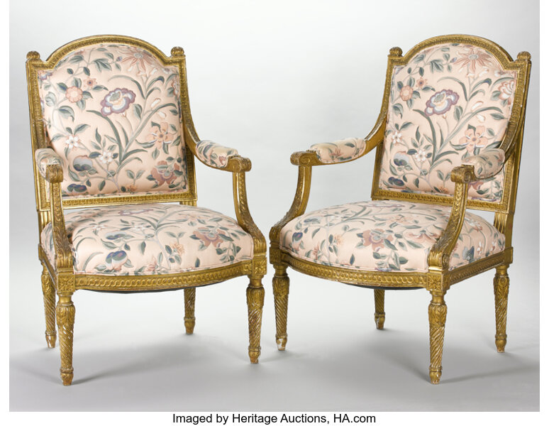 At Auction: PAIR OF LOUIS XIV ARM CHAIRS