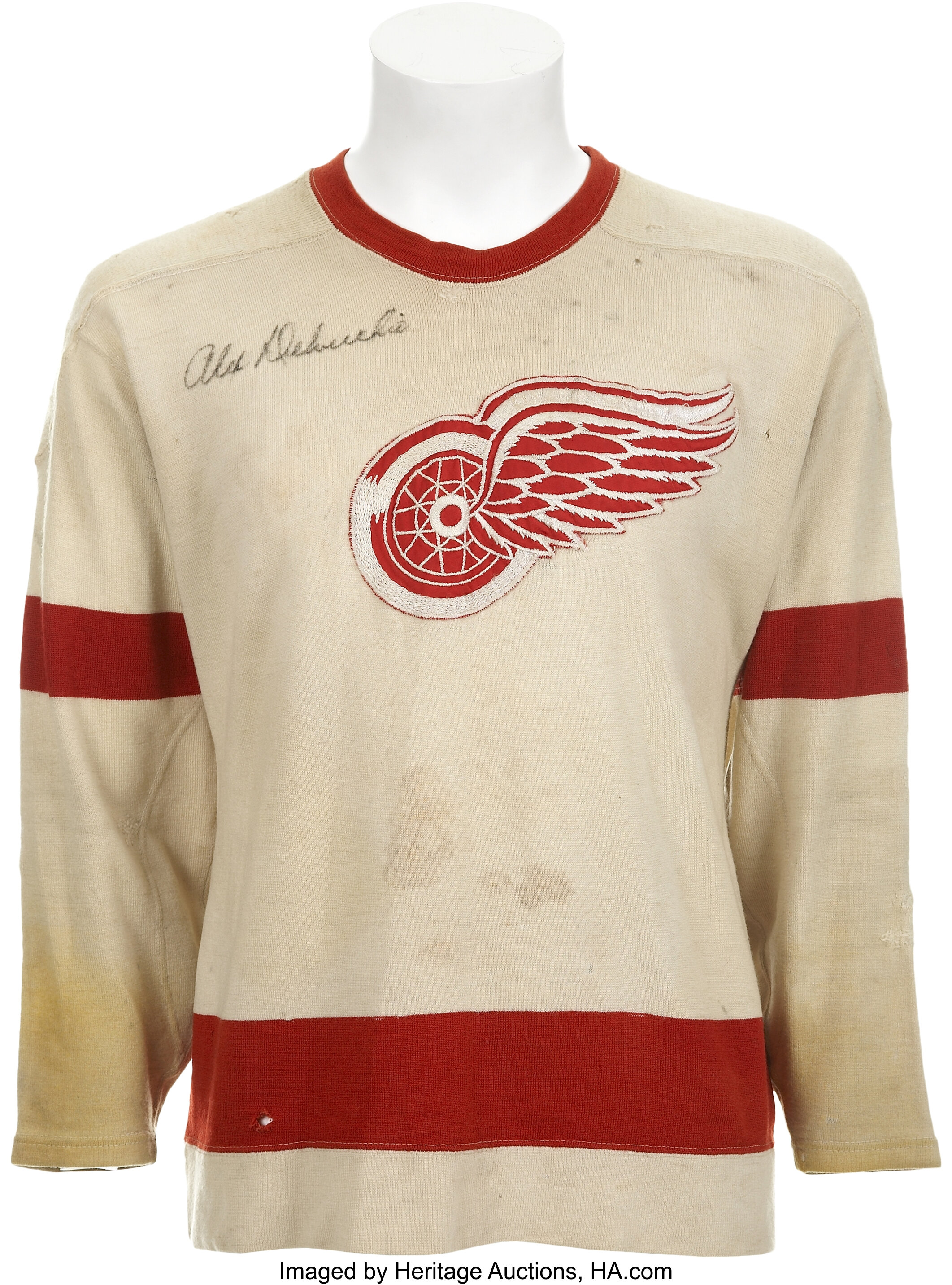Howe, Delvecchio, Lindsay Autographed Detroit Red Wings Vintage