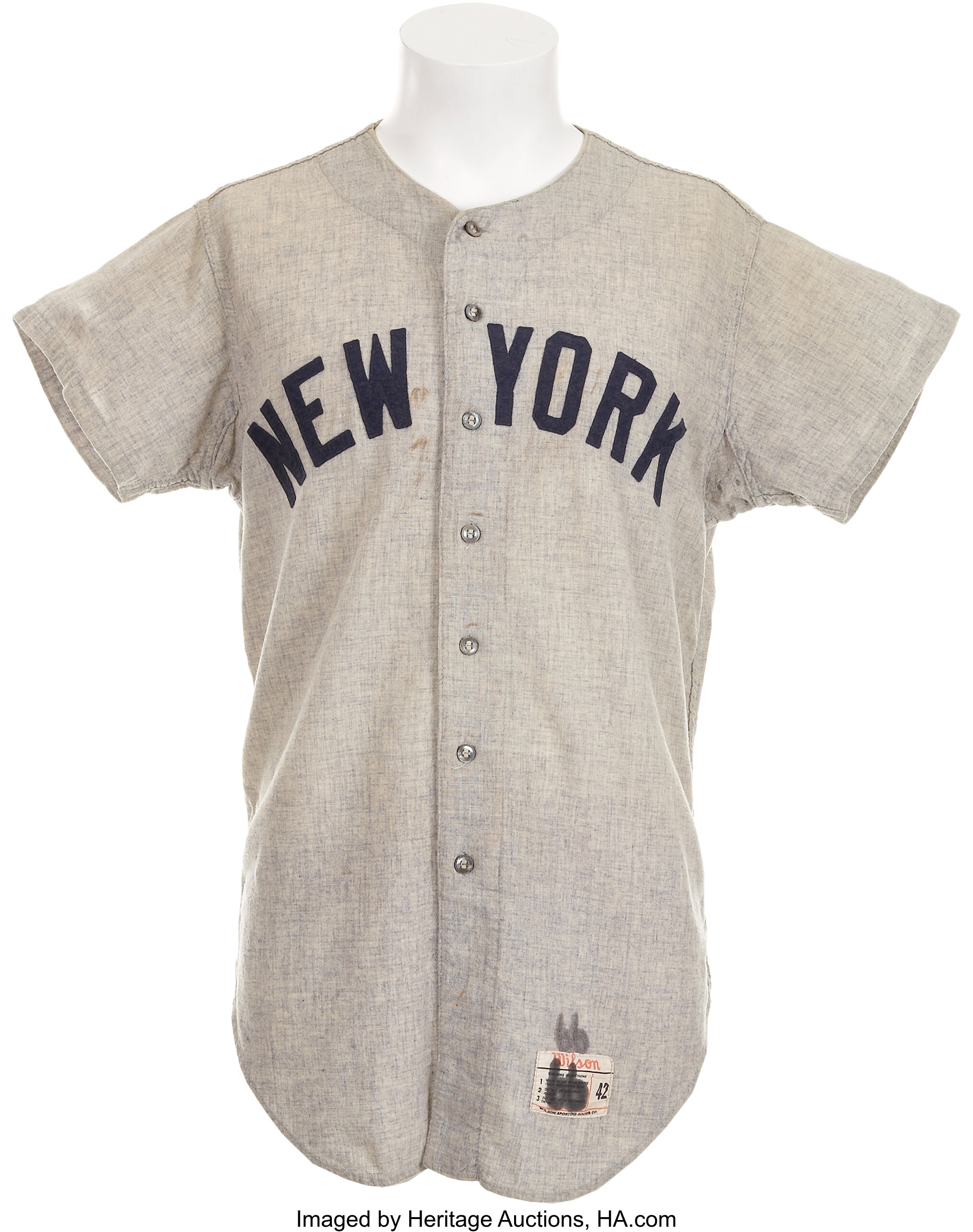 1966 Mickey Mantle Game Worn New York Yankees Jersey. Baseball